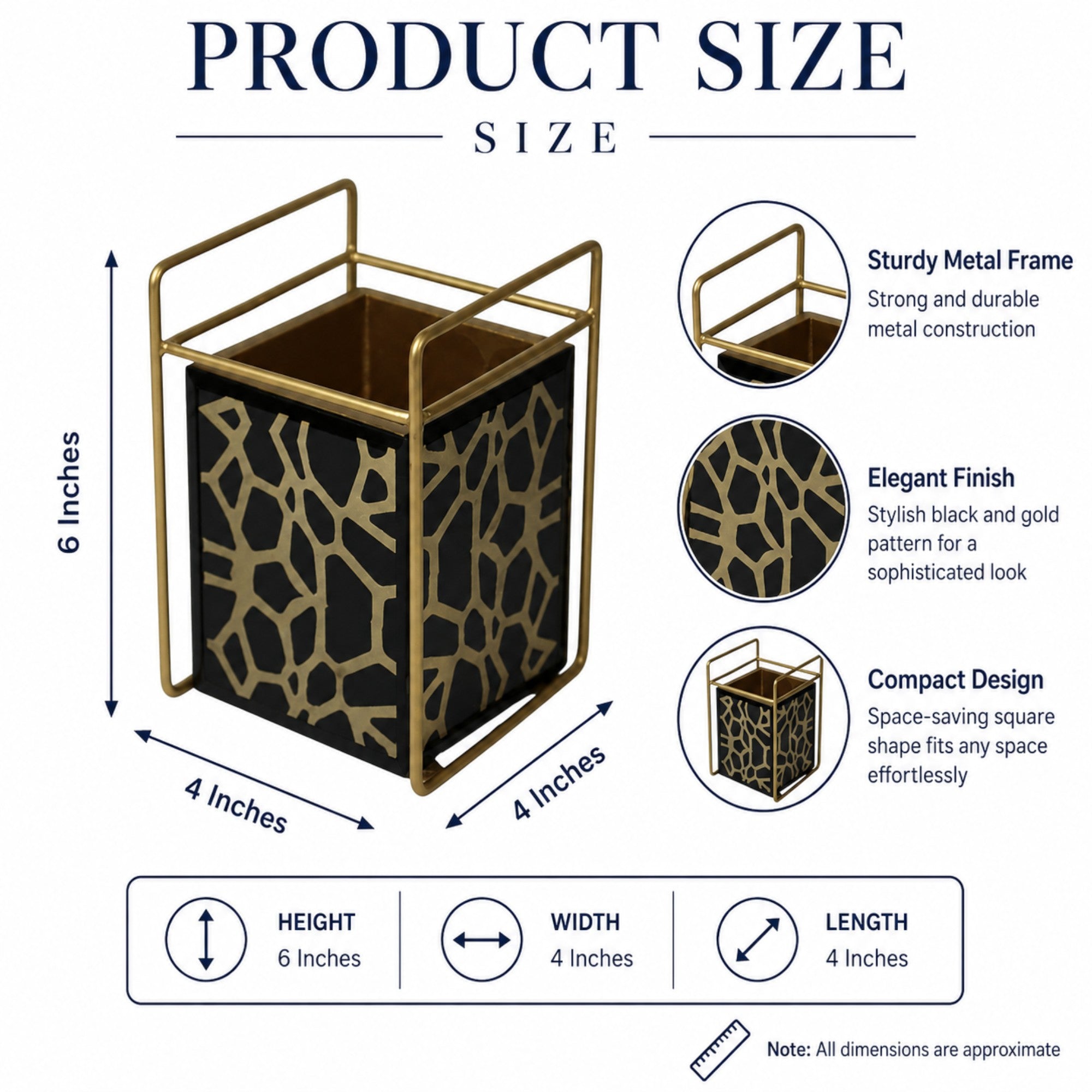  Luxury Black & Golden Cutlery Holder Stand for Dining Table 