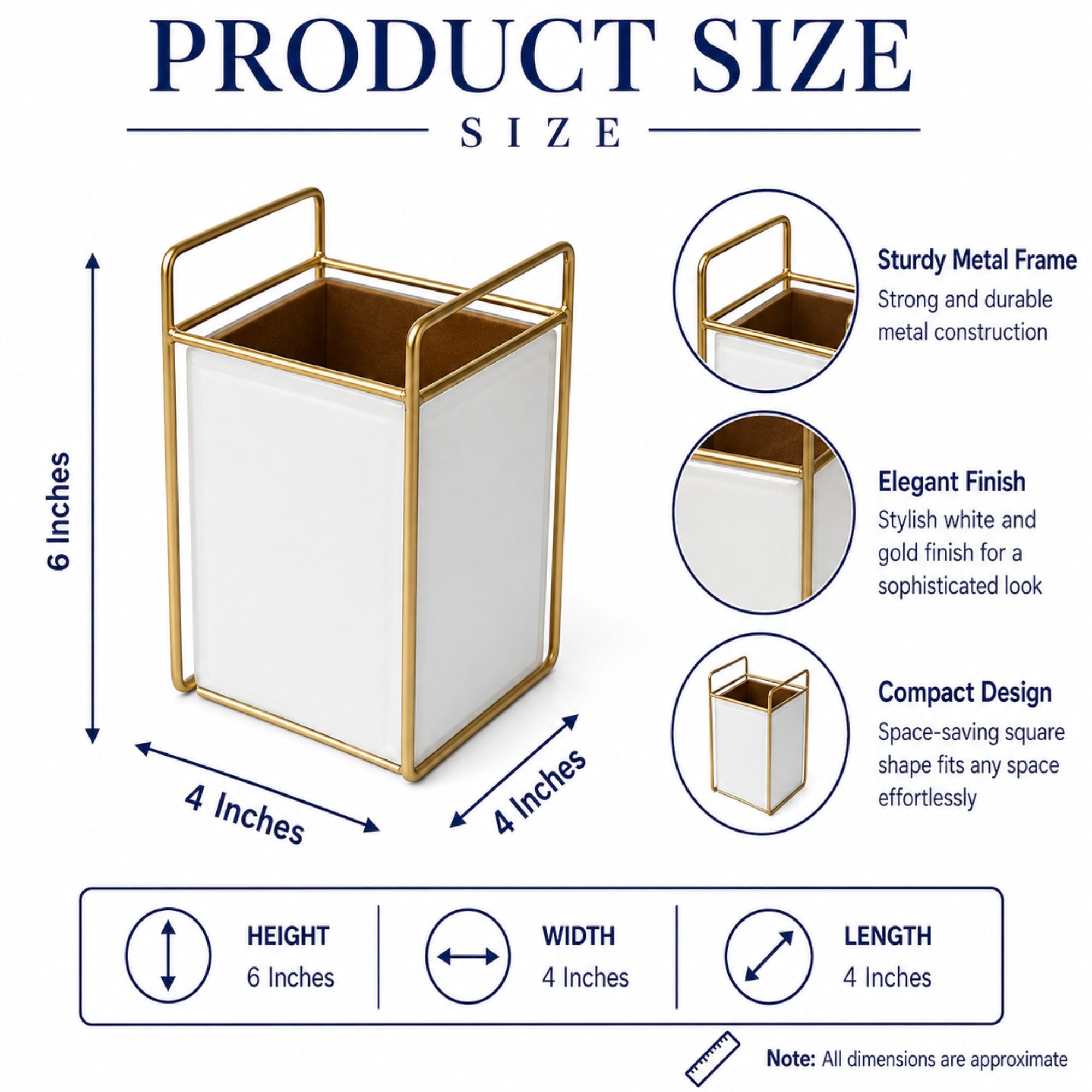 Modern White Cutlery Holder with Golden Frame