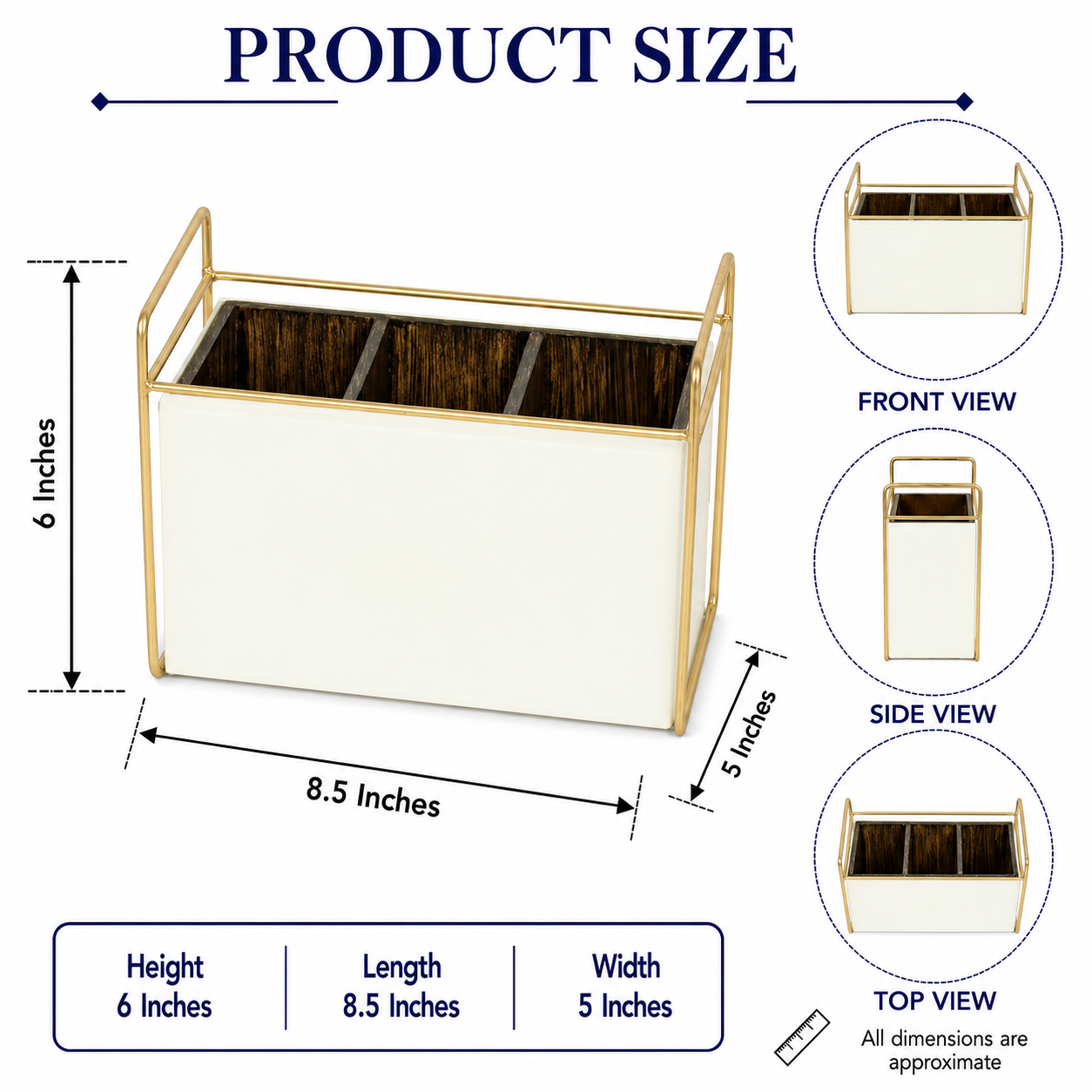 Luxury White Glass Cutlery Holder With Three Partition