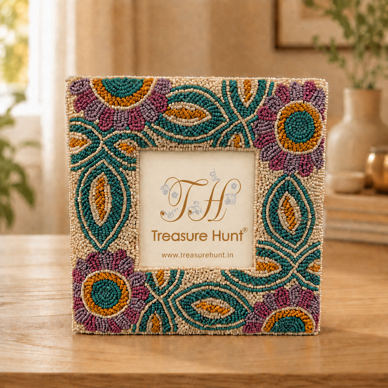 Artisan Hand-Beaded Photo Frame