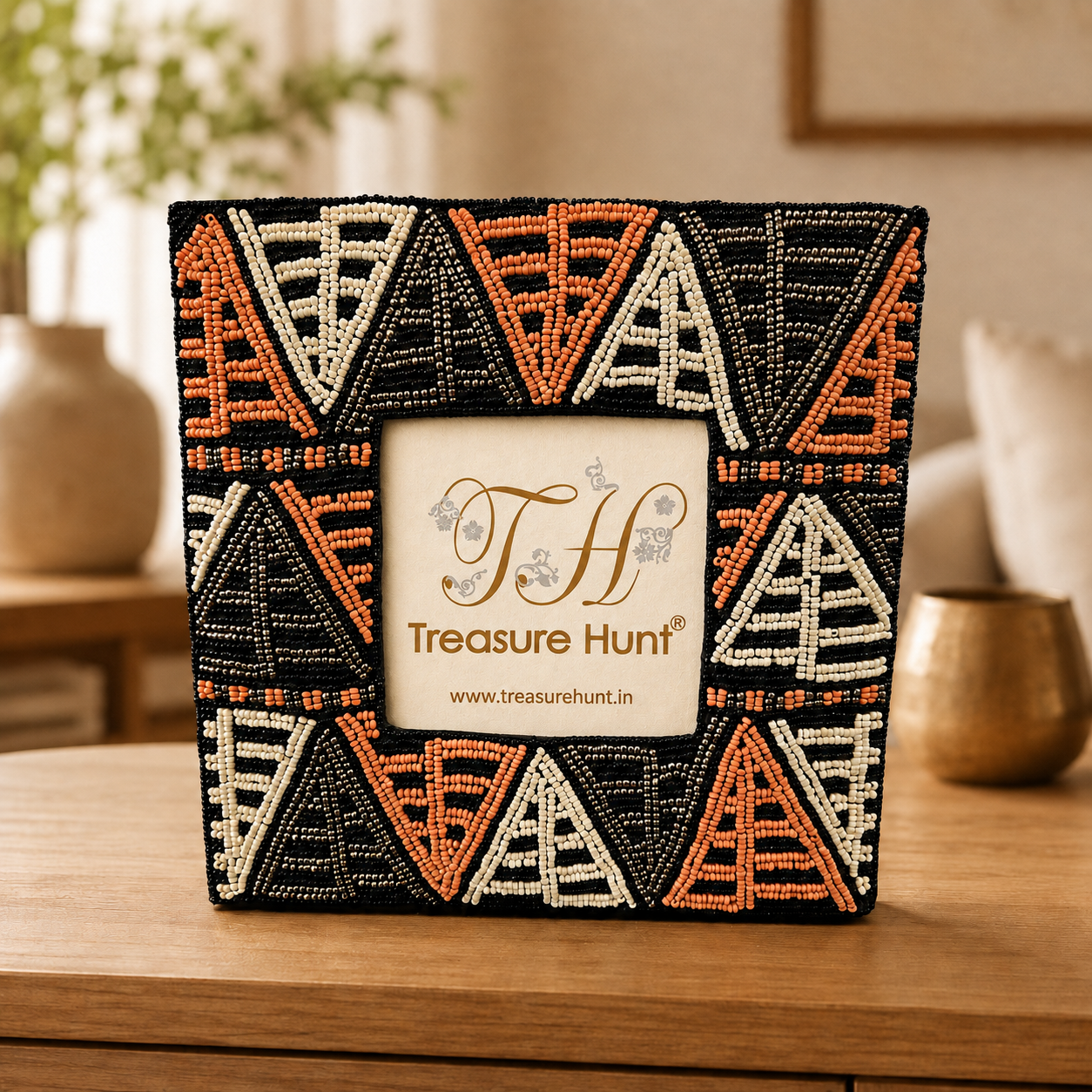 Artisan Hand-Beaded Photo Frame