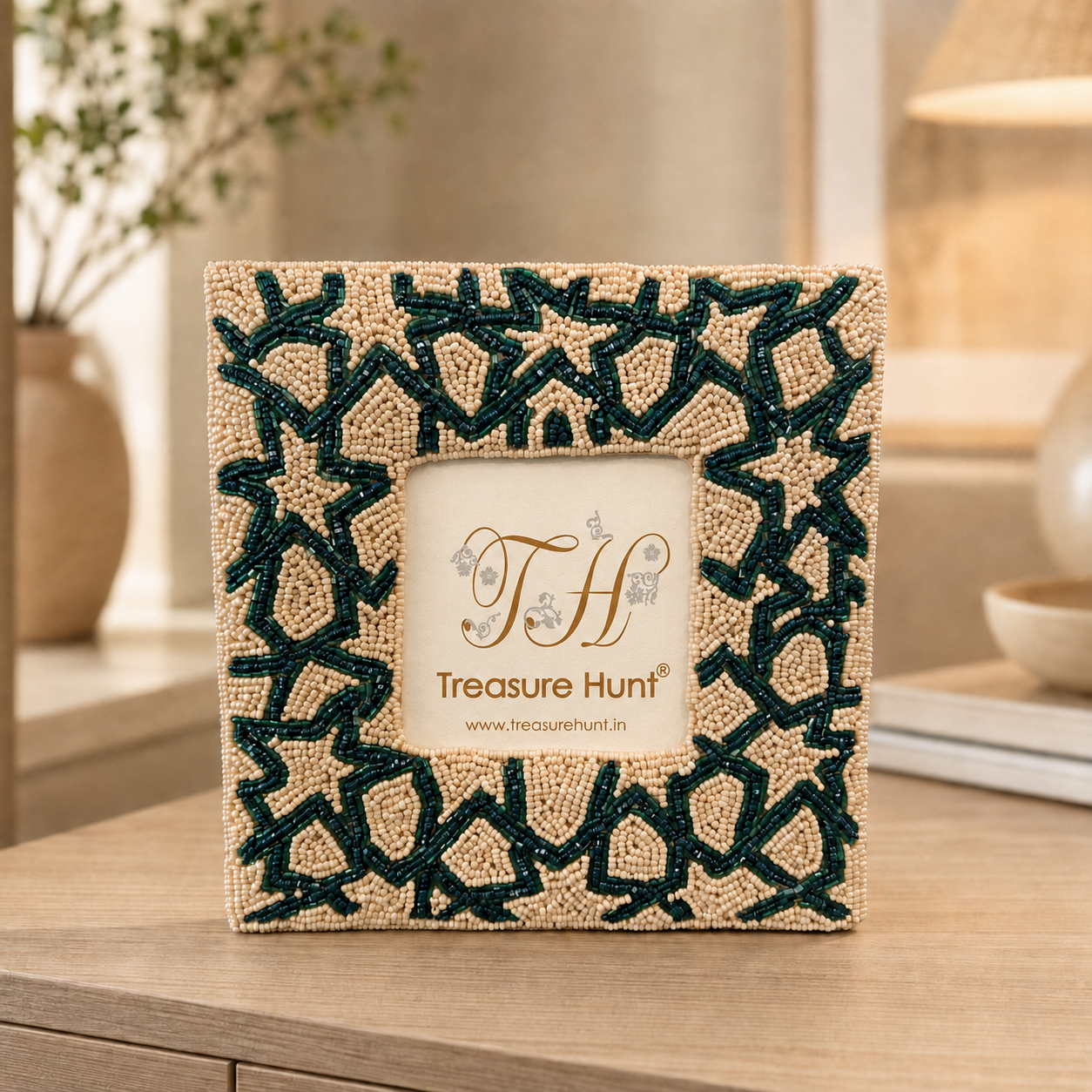 Artisan Hand-Beaded Photo Frame