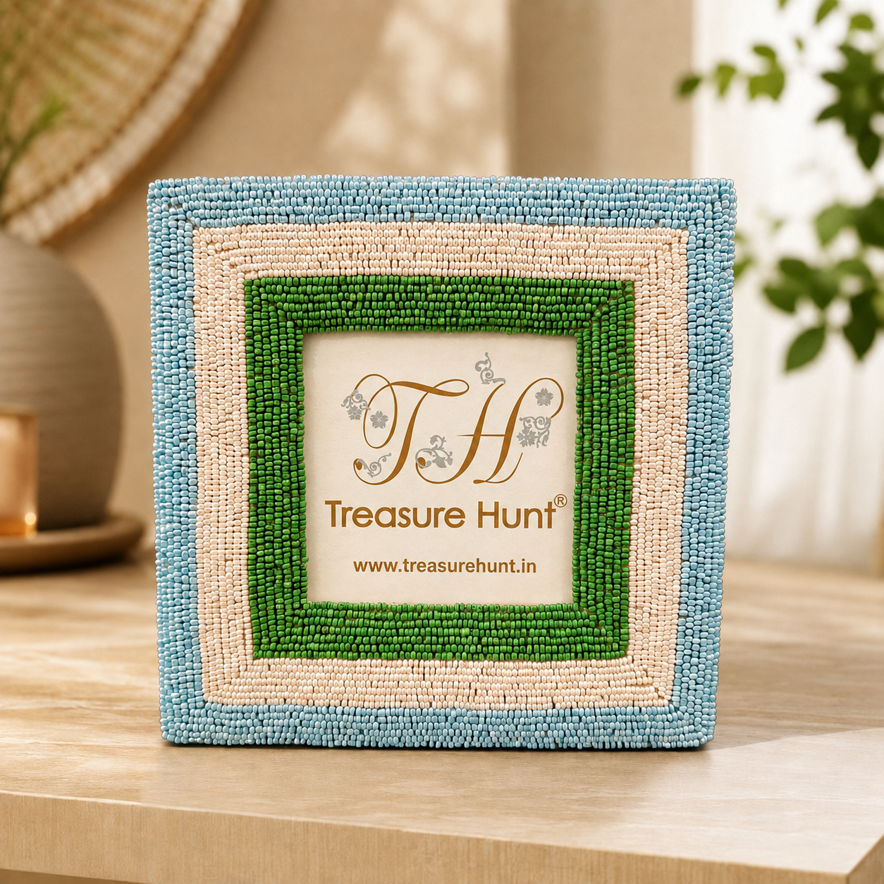 Artisan Hand-Beaded Photo Frame