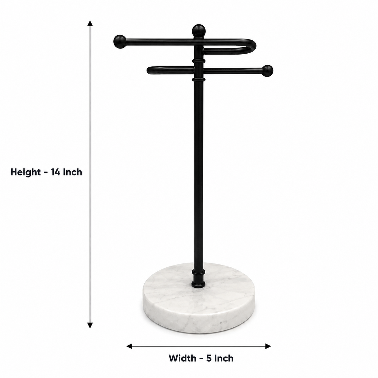 Premium Marble Base with Black Coated Hand Towel Stand