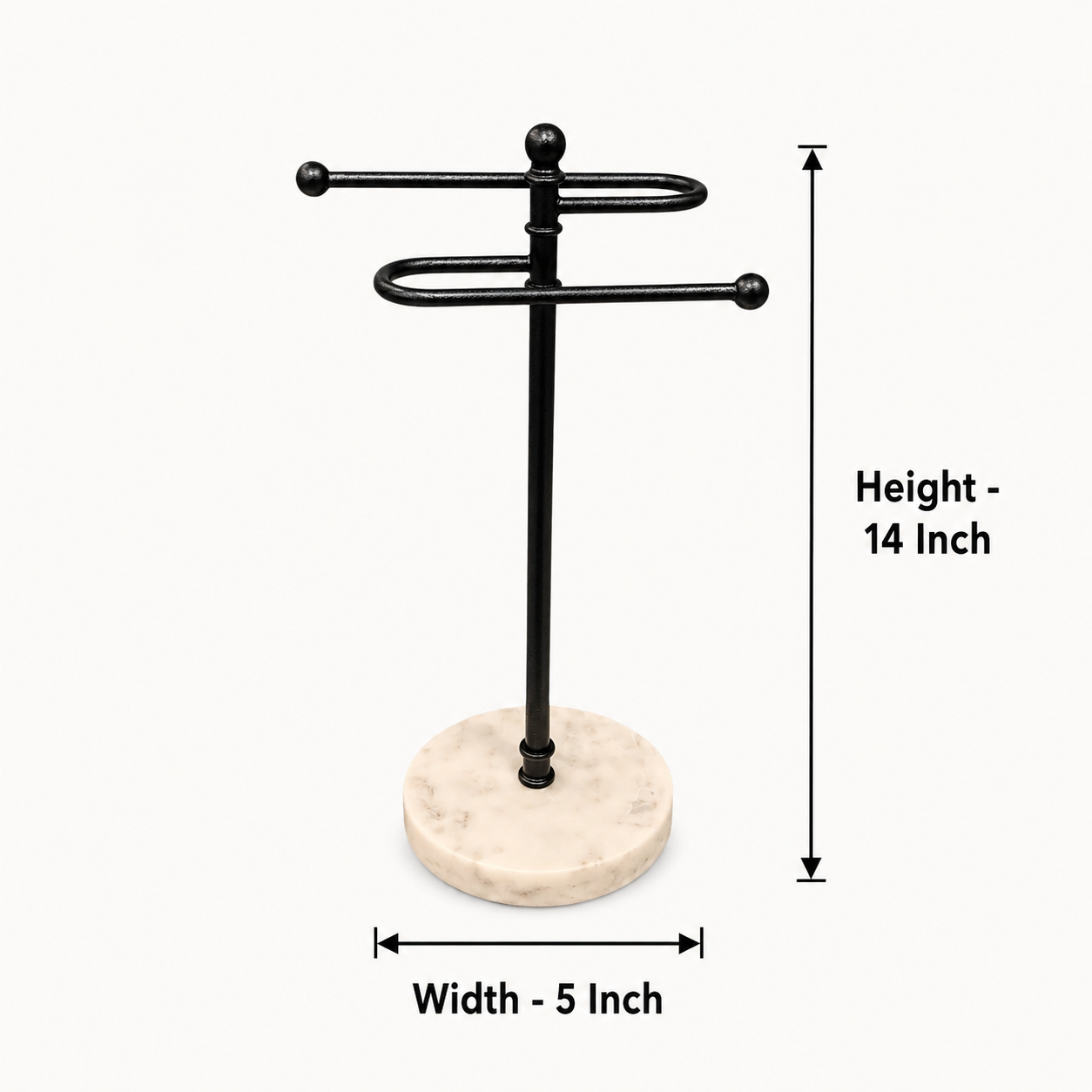 Luxury Marble Base With Powder Coated Towel Stand for Bathroom