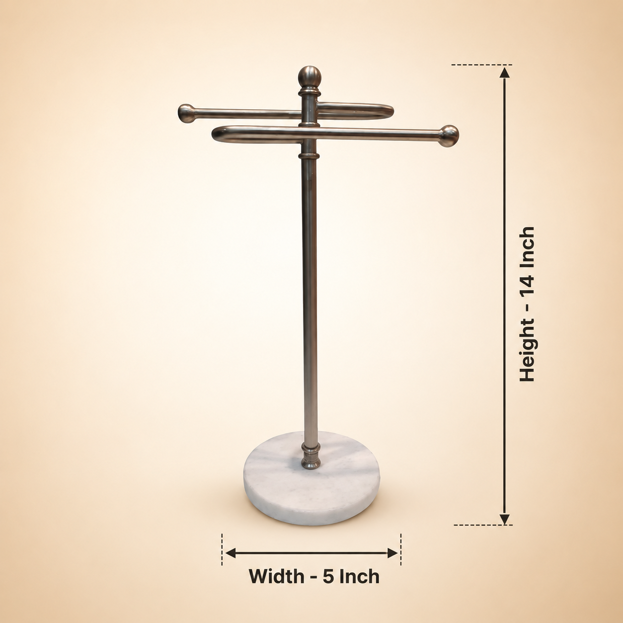 Premium Ivory Marble Coated Base with Silver metal  Hand Towel Stand
