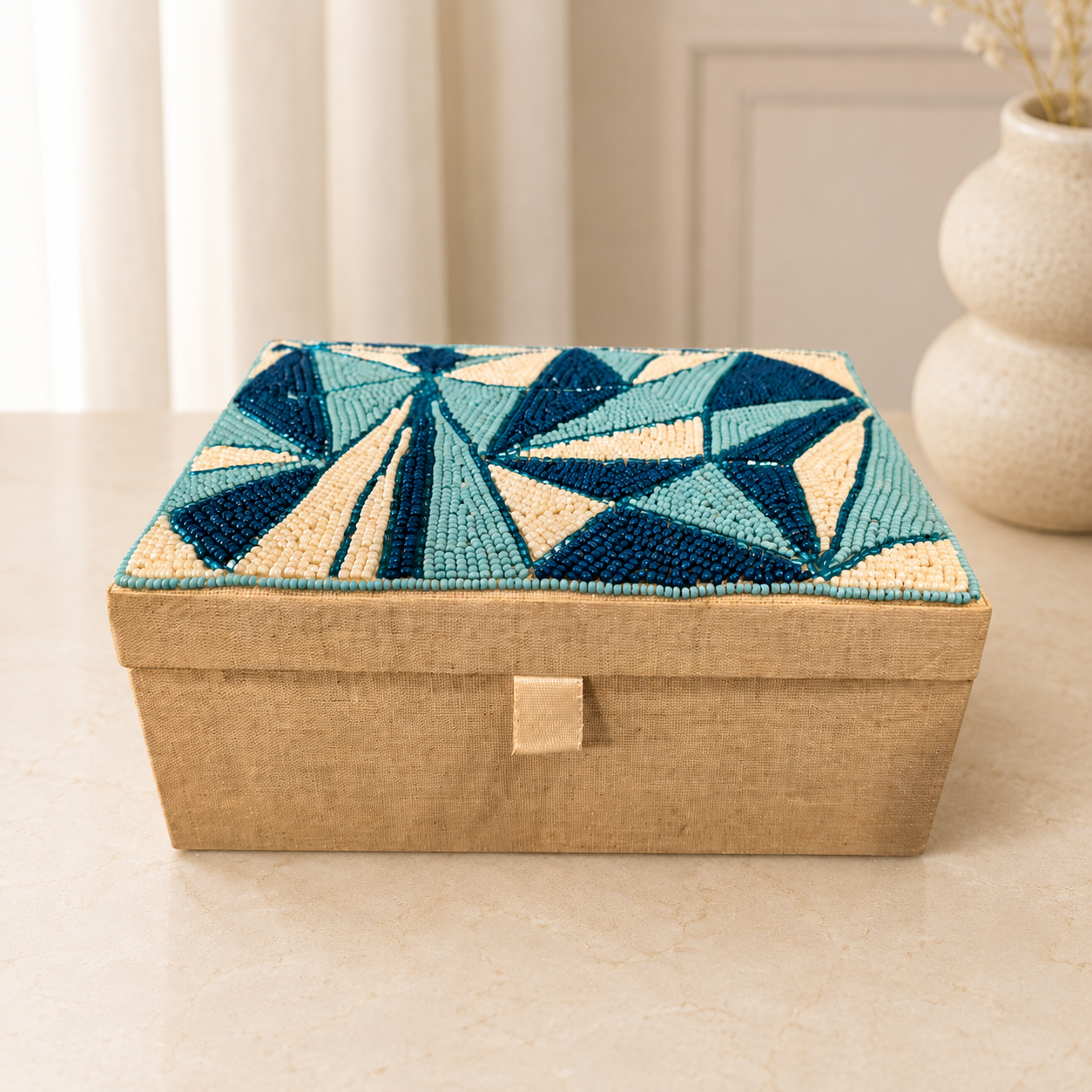 Handcrafted Beaded Square Jewellery Box
