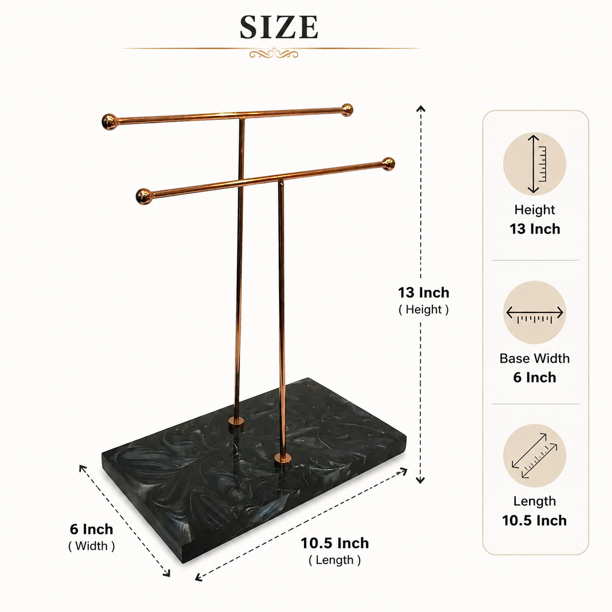 Elegant Premium Luxury Double Towel Stand with Rose Gold finish & White Base