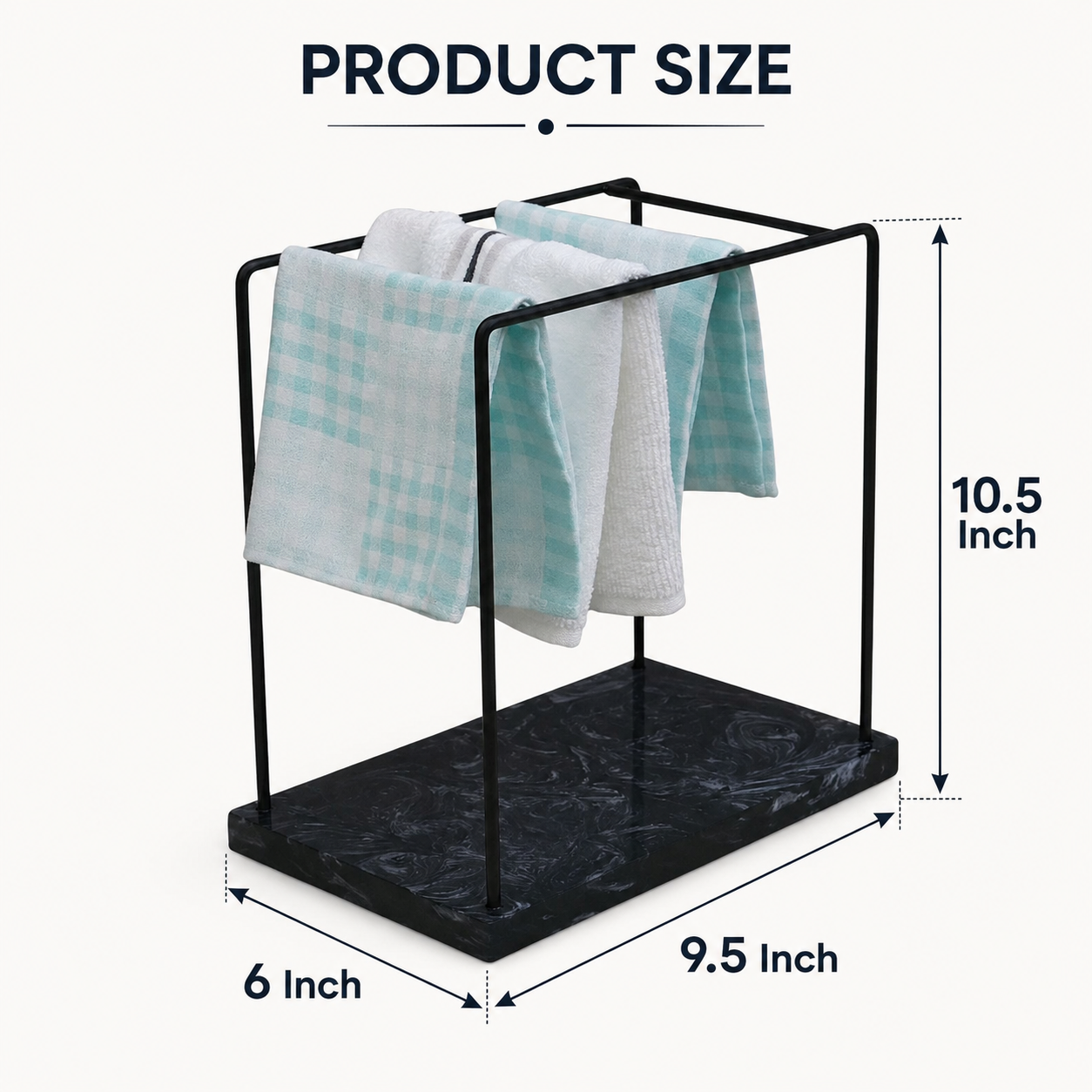 Monkey Bar Metal Towel Stand With Black Resin Base