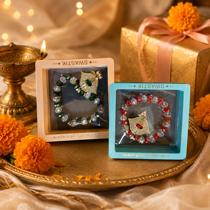 Hand Beaded Rakhi Set of 2