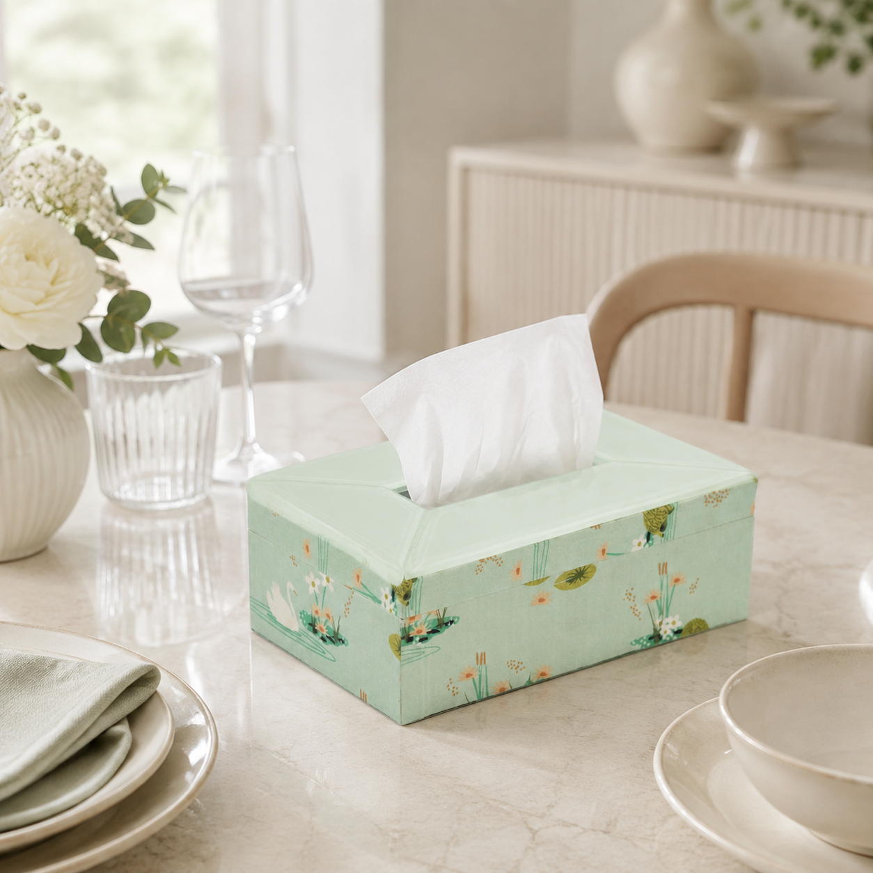  Premium Lacquered Glass Dining Tissue Box 