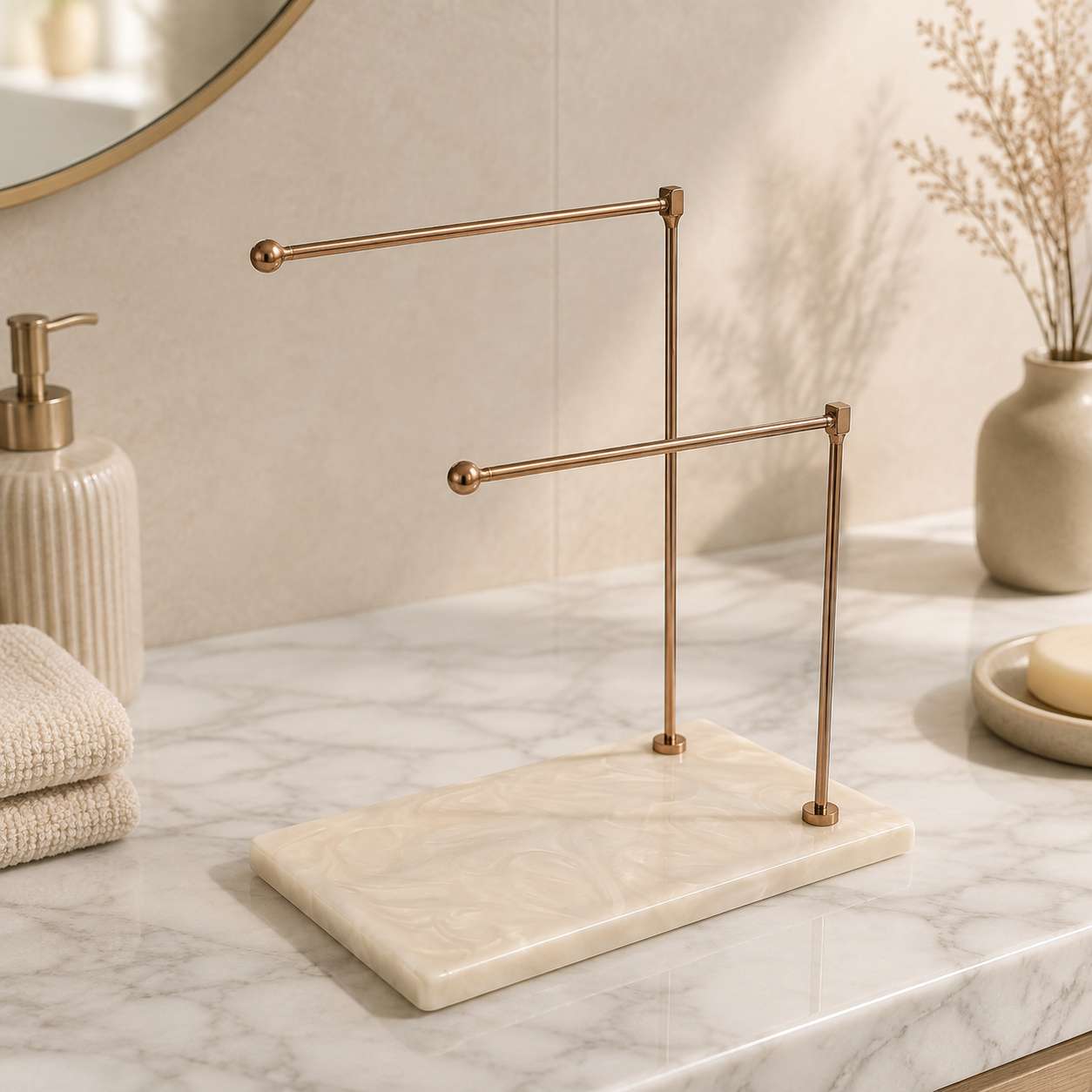 Premium Luxury Two-Tier Towel Stand with Resin Base