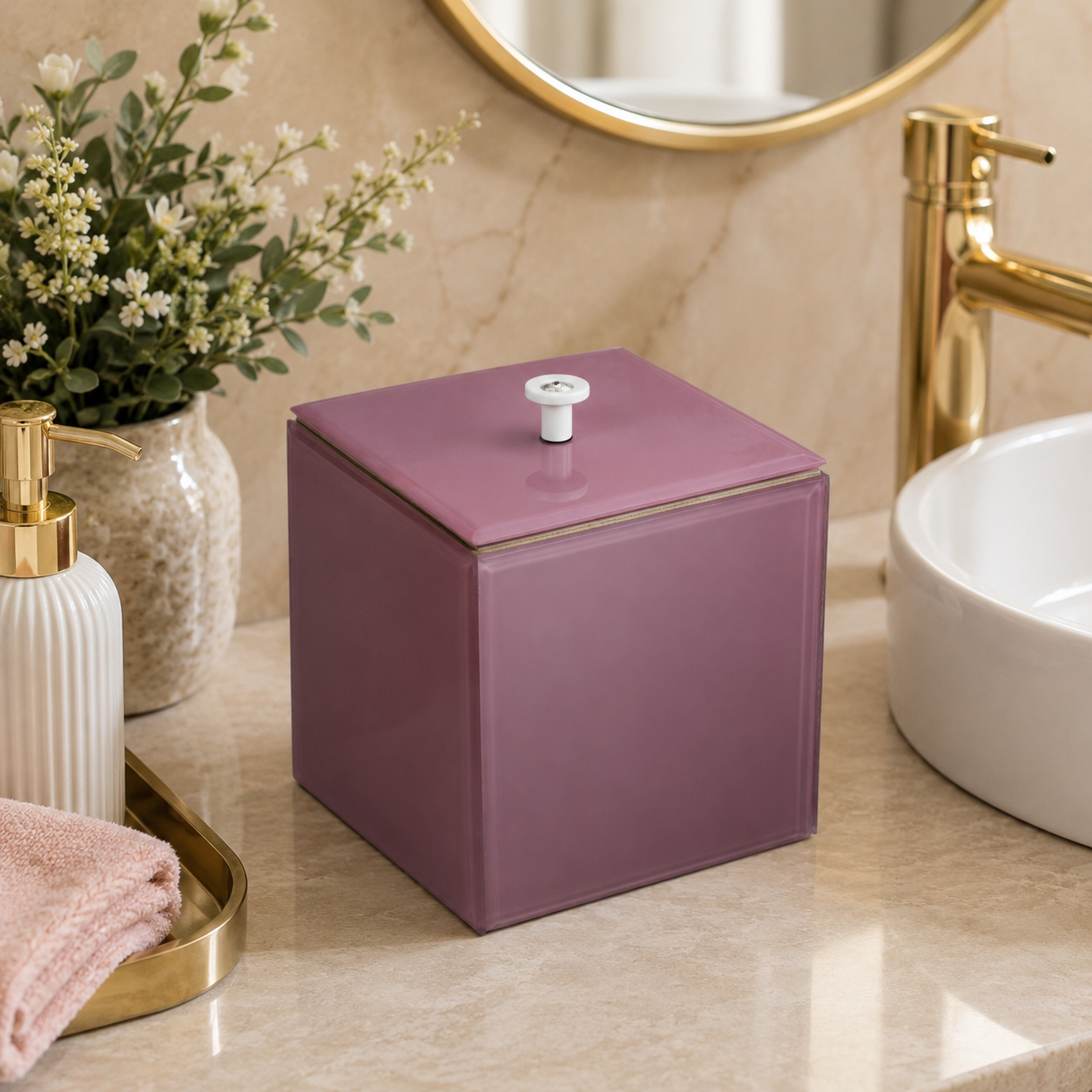 Luxury Blush Pink Decorative Bathroom Dustbin with Lid
