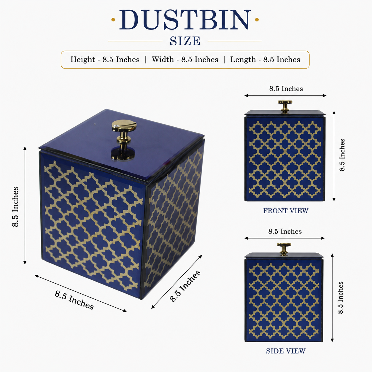Designer Blue Mirror Dustbin with Lid