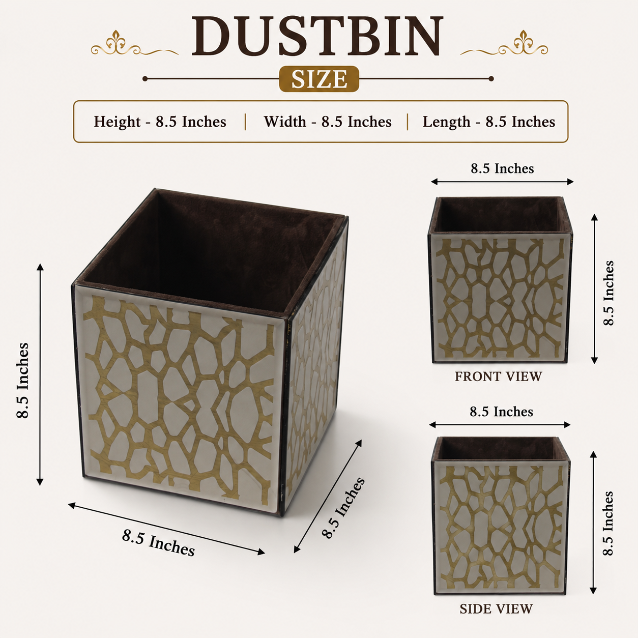 Luxury Golden Decorative Bathroom Dustbin