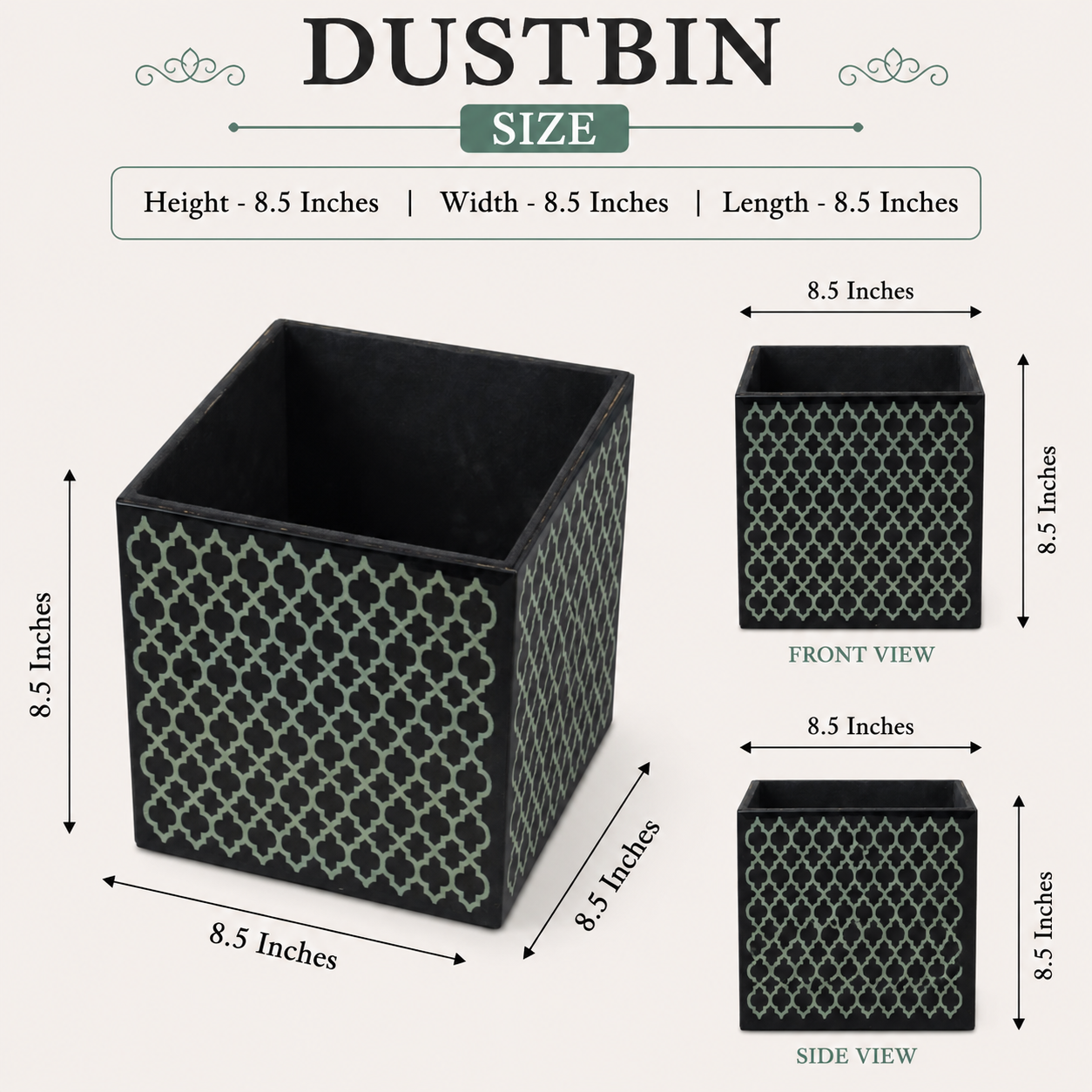 Luxury Black Decorative Bathroom Dustbin