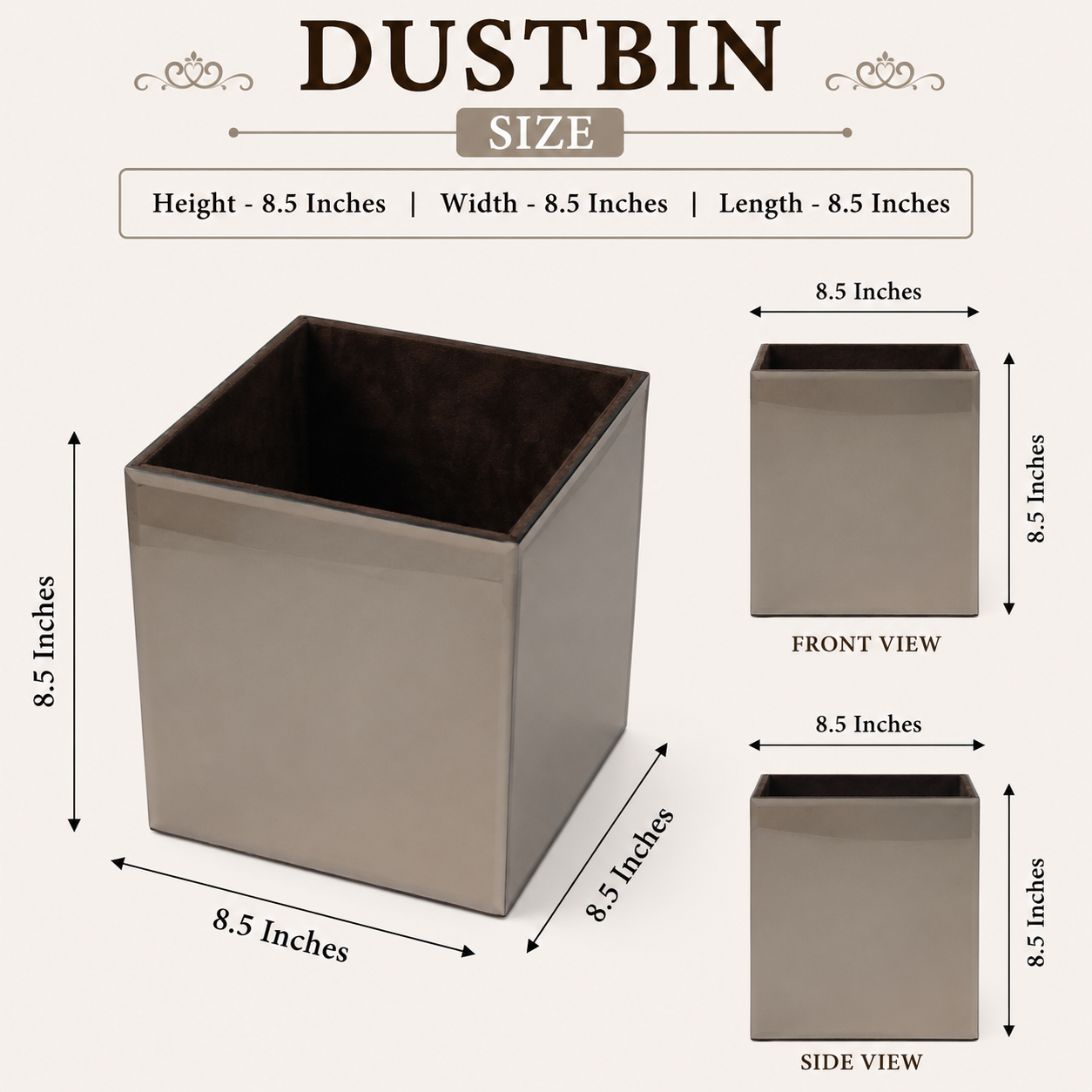 Luxury Mirrored Bathroom Dustbin/Planter