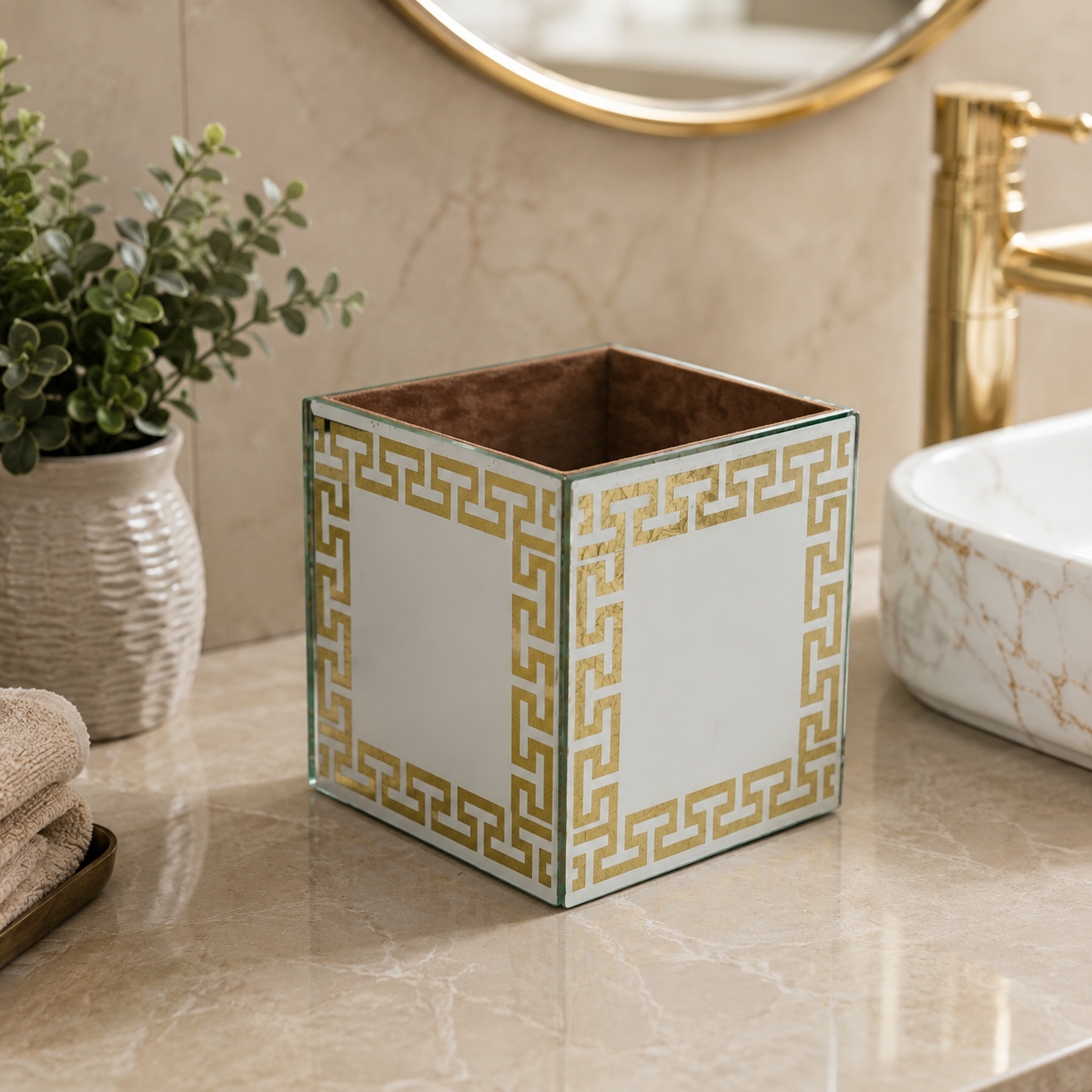 Luxury Silver Color Mirror Dustbin