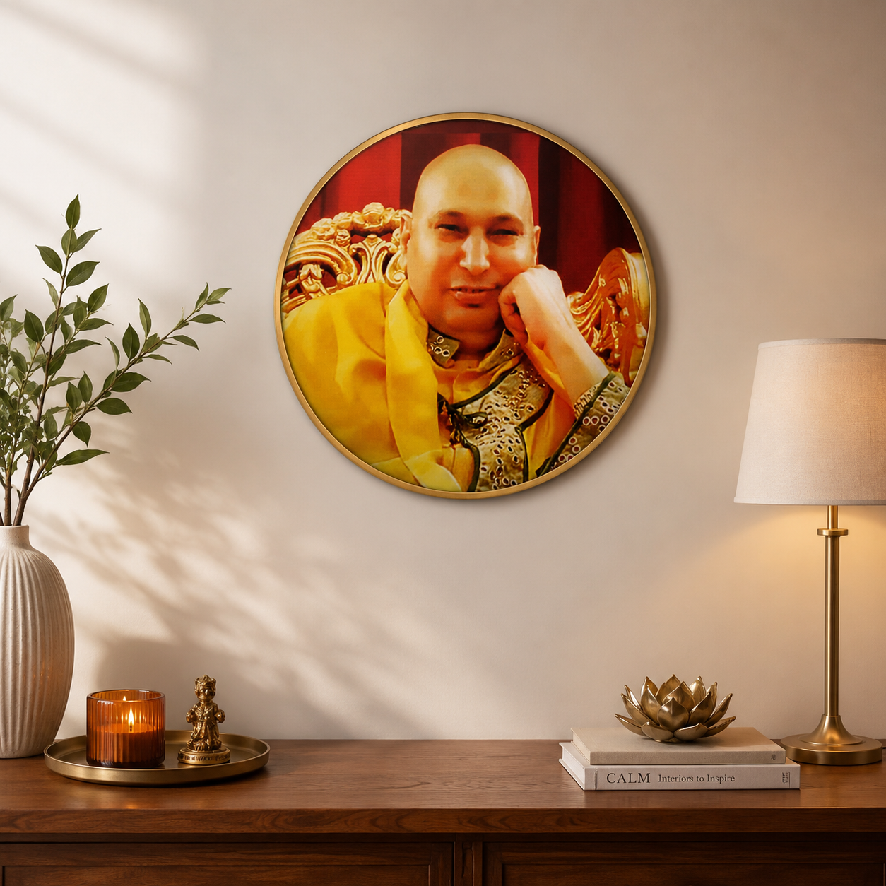 Glass Printed Guruji Wall Decor