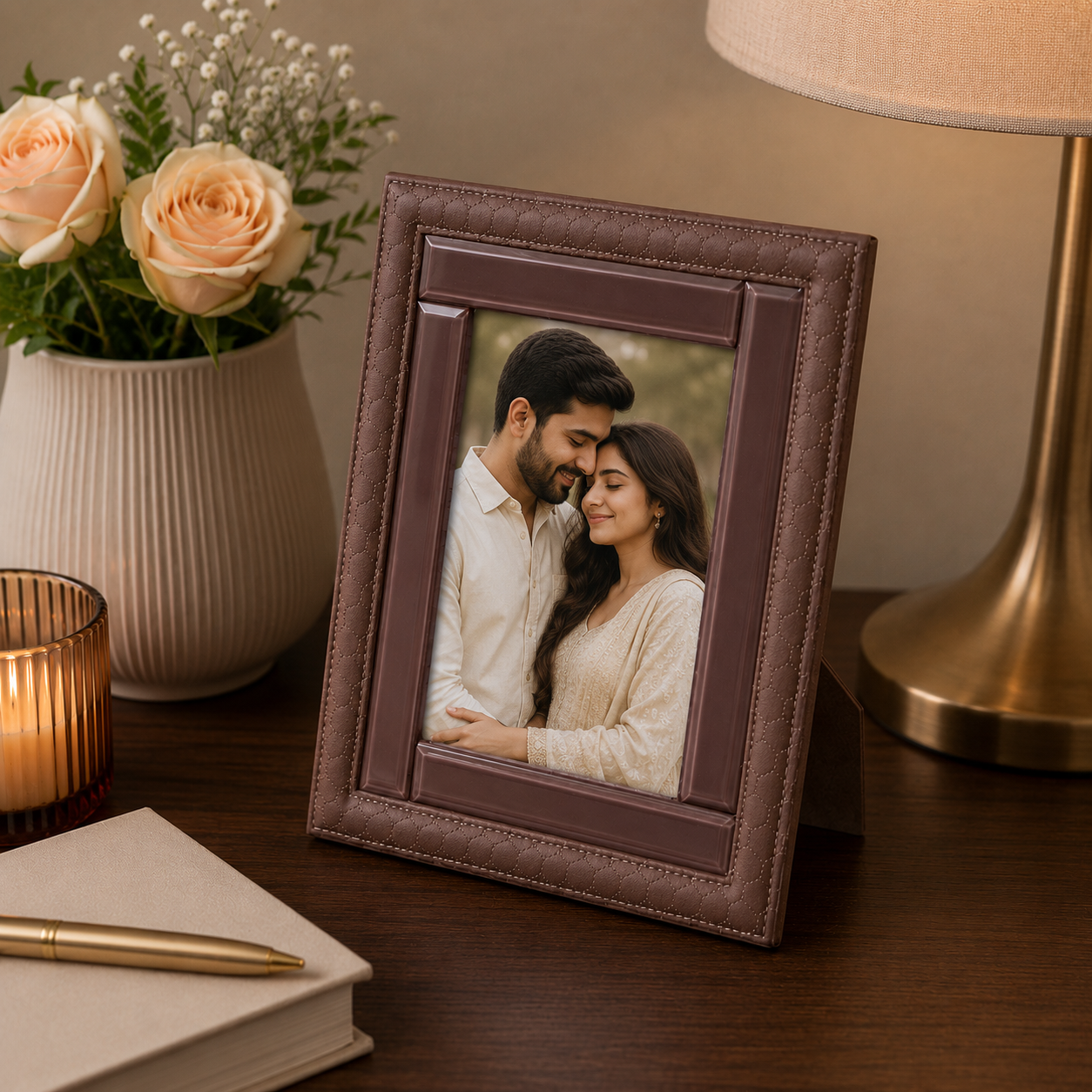 Premium Leatherette Photo Frame for Tabletop | 5x7 Inch Picture Frame