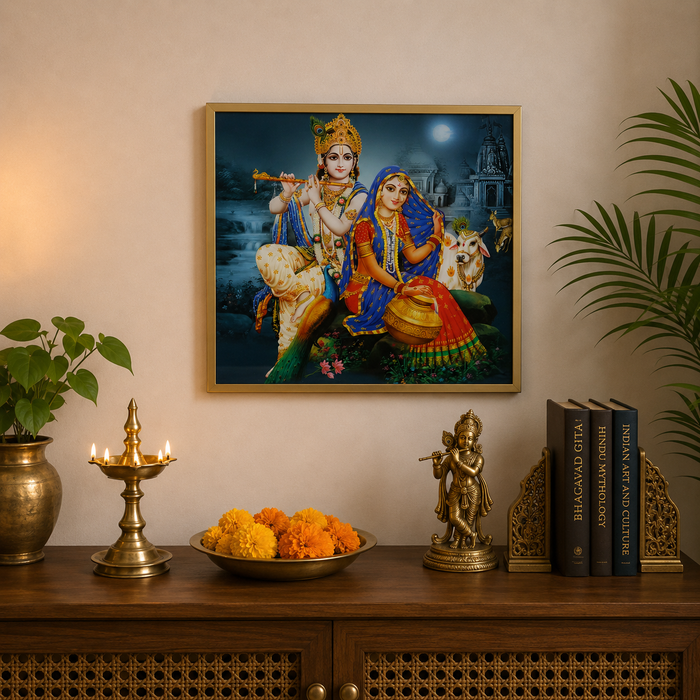 Radha Krishna Wall Frame | Premium Devotional Wall Decor for Home, Living Room & Pooja Room