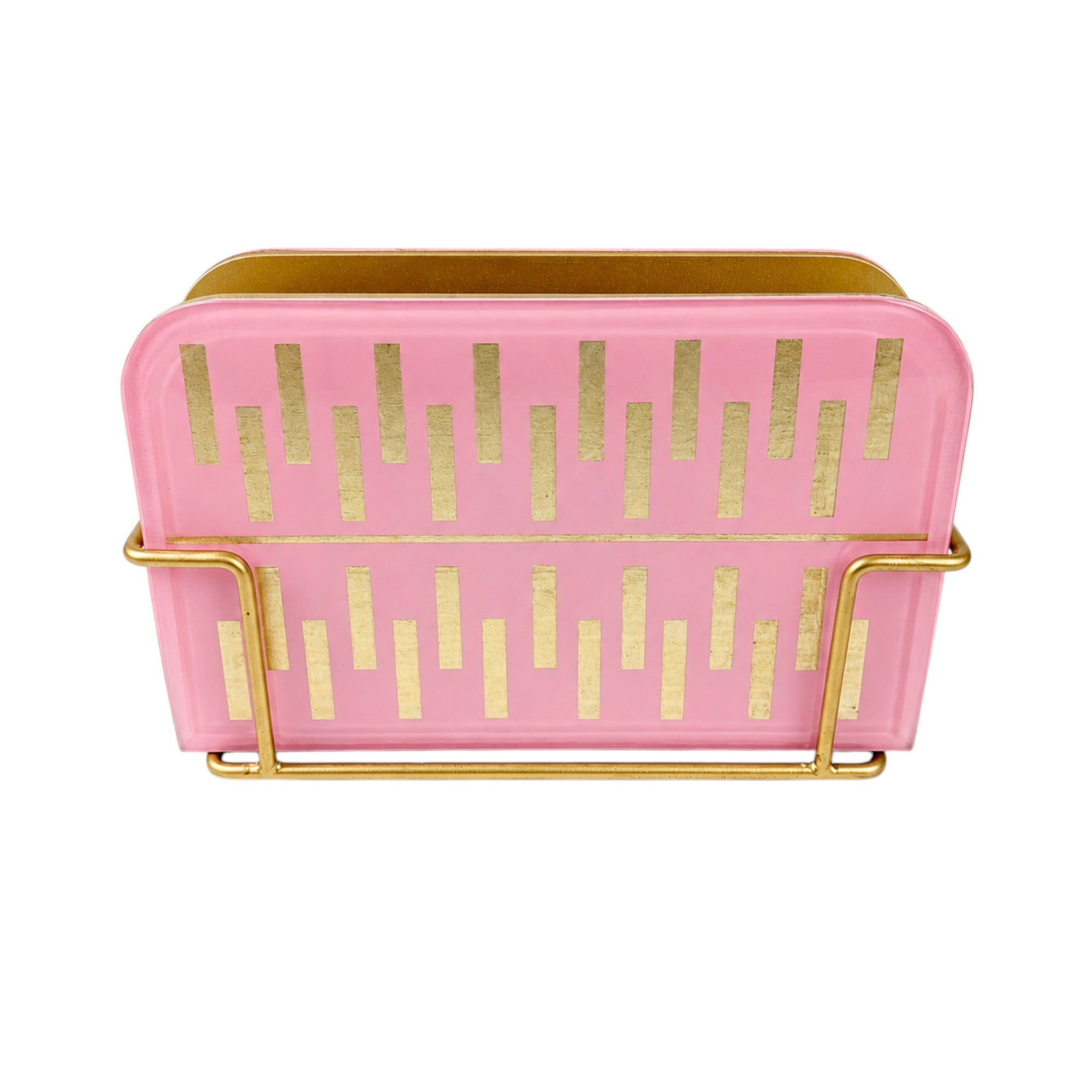 Elegant Pink & Gold Metal Tissue Holder