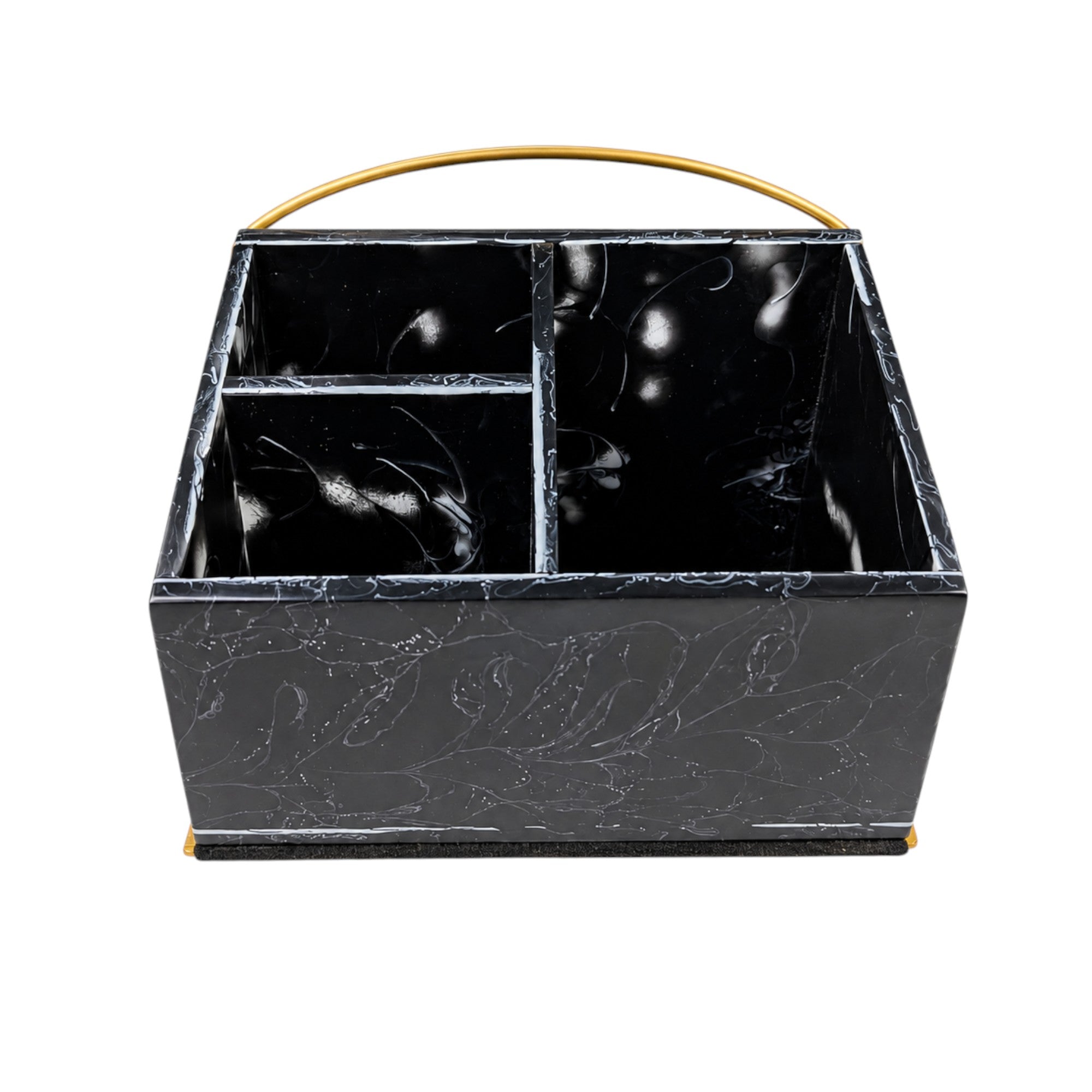 Black Resin Stationery Holder with Gold Handle