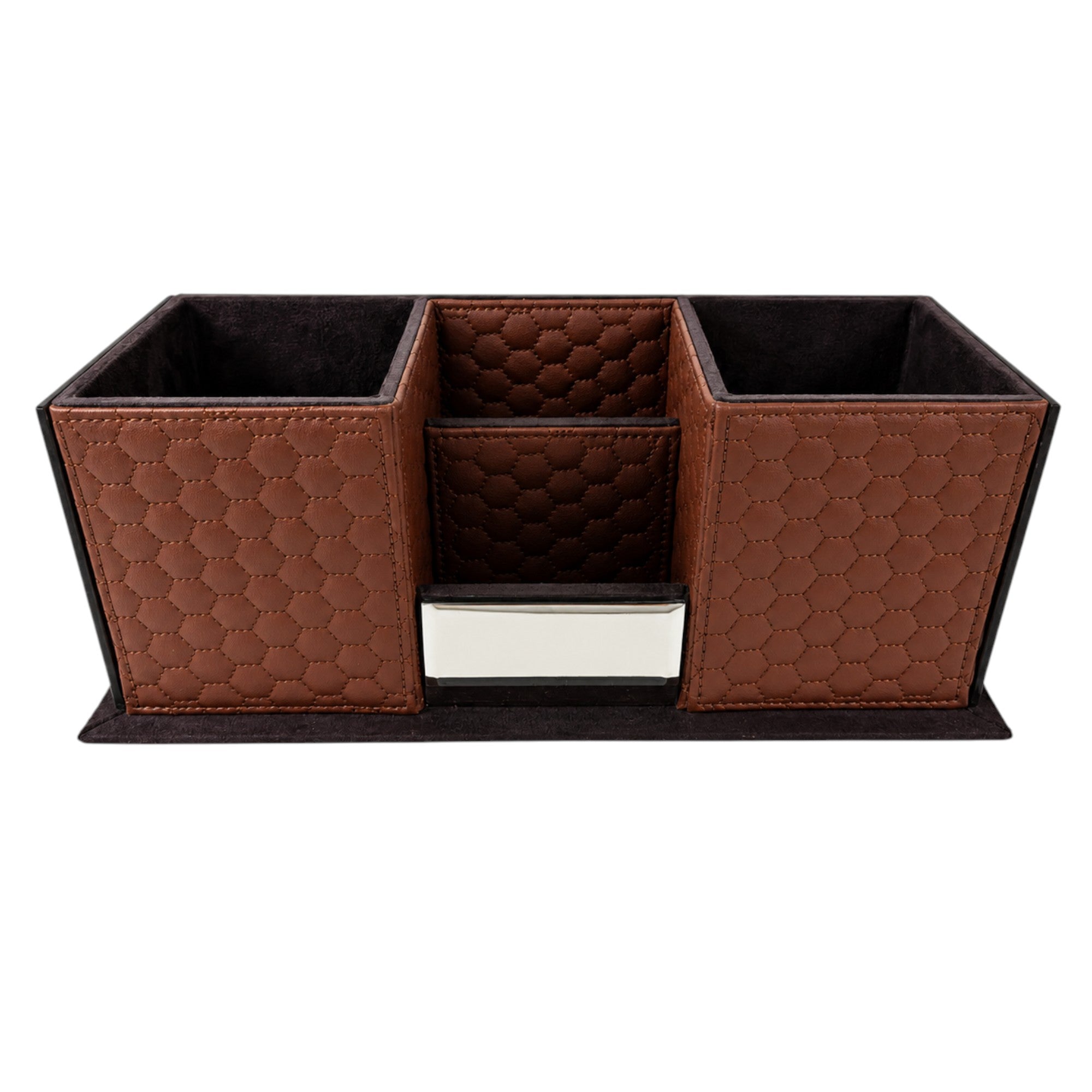 Premium Leather Desk Organizer – Multi-Compartment Office Supplies Holder