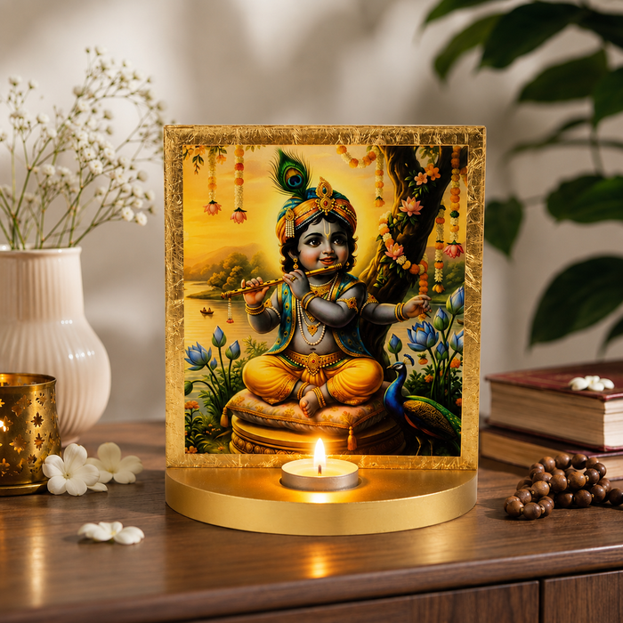 Lord Kanha Tabletop with T-light for Janmashtami