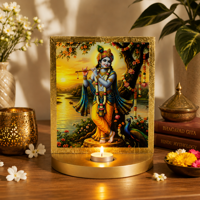 Lord Krishna Tabletop with T-light for Janmashtami