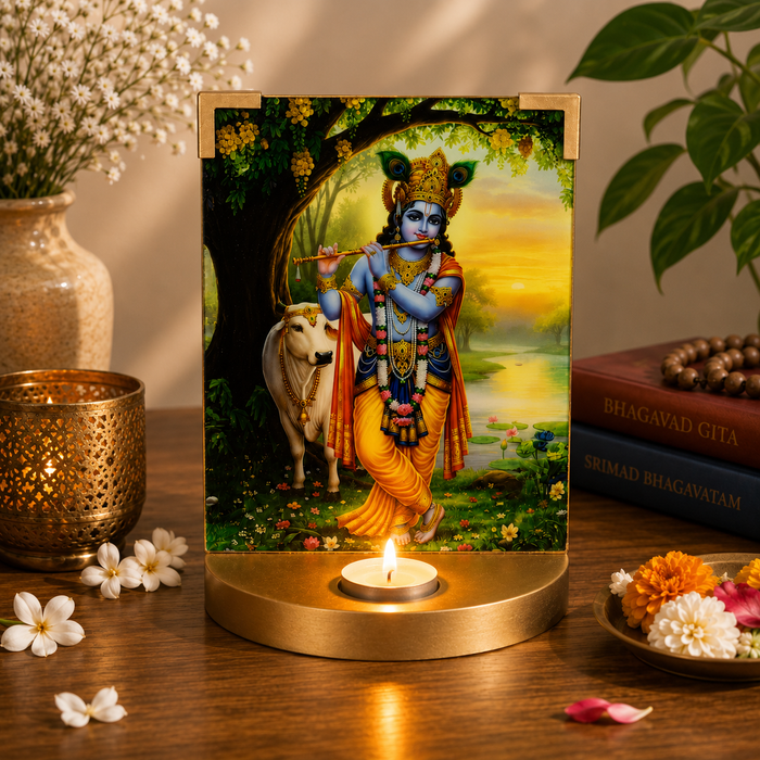 Lord Krishna Tabletop with T-light for Janmashtami