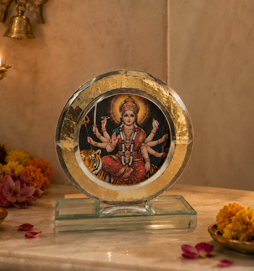 Divine Goddess maa Durga Crystal Photo Frame