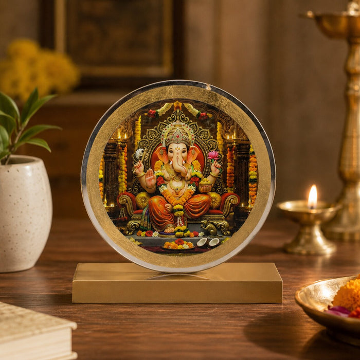 Premium Lord Ganesha Crystal Photo Frame for Home Décor