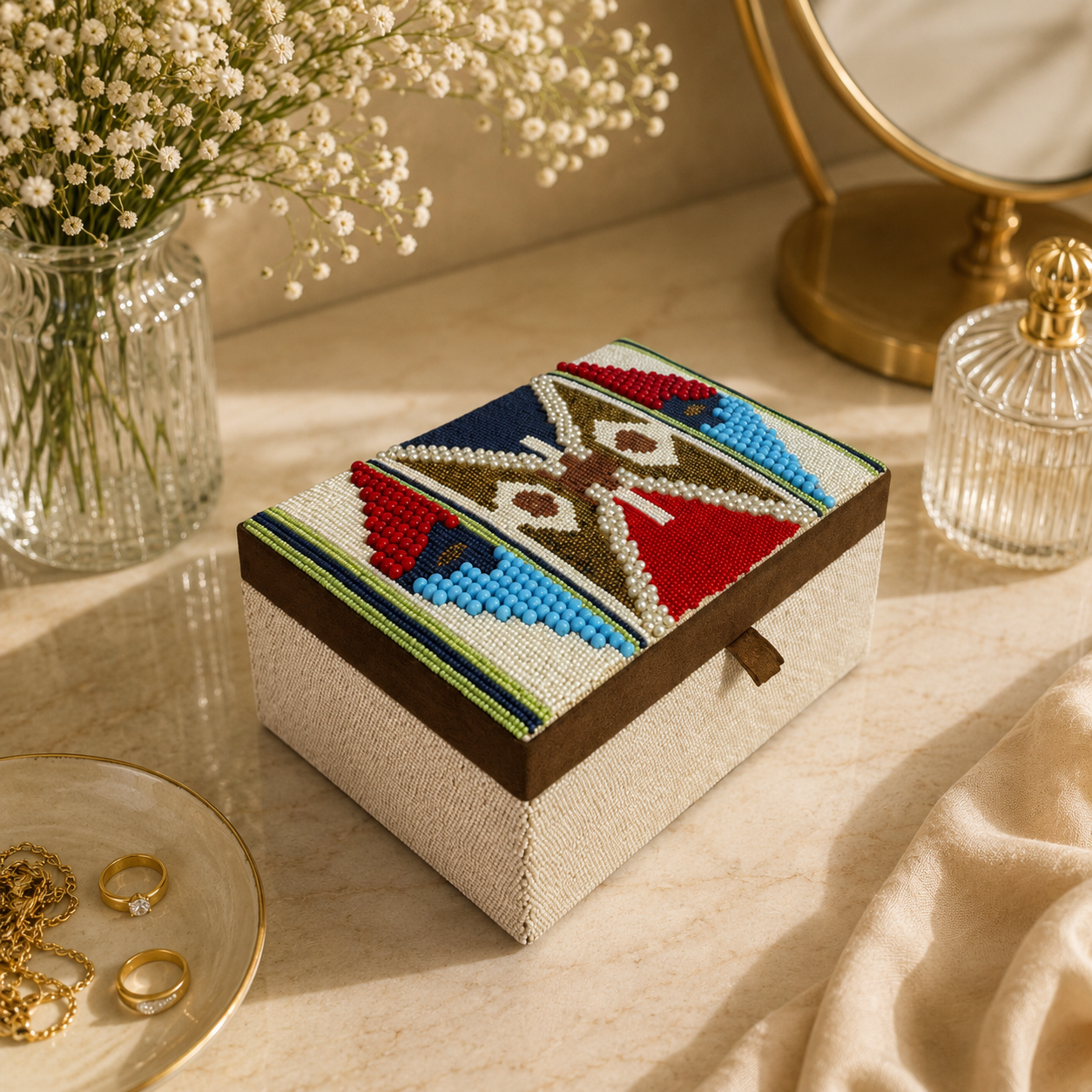 Handmade Beaded Jewelry Storage Box