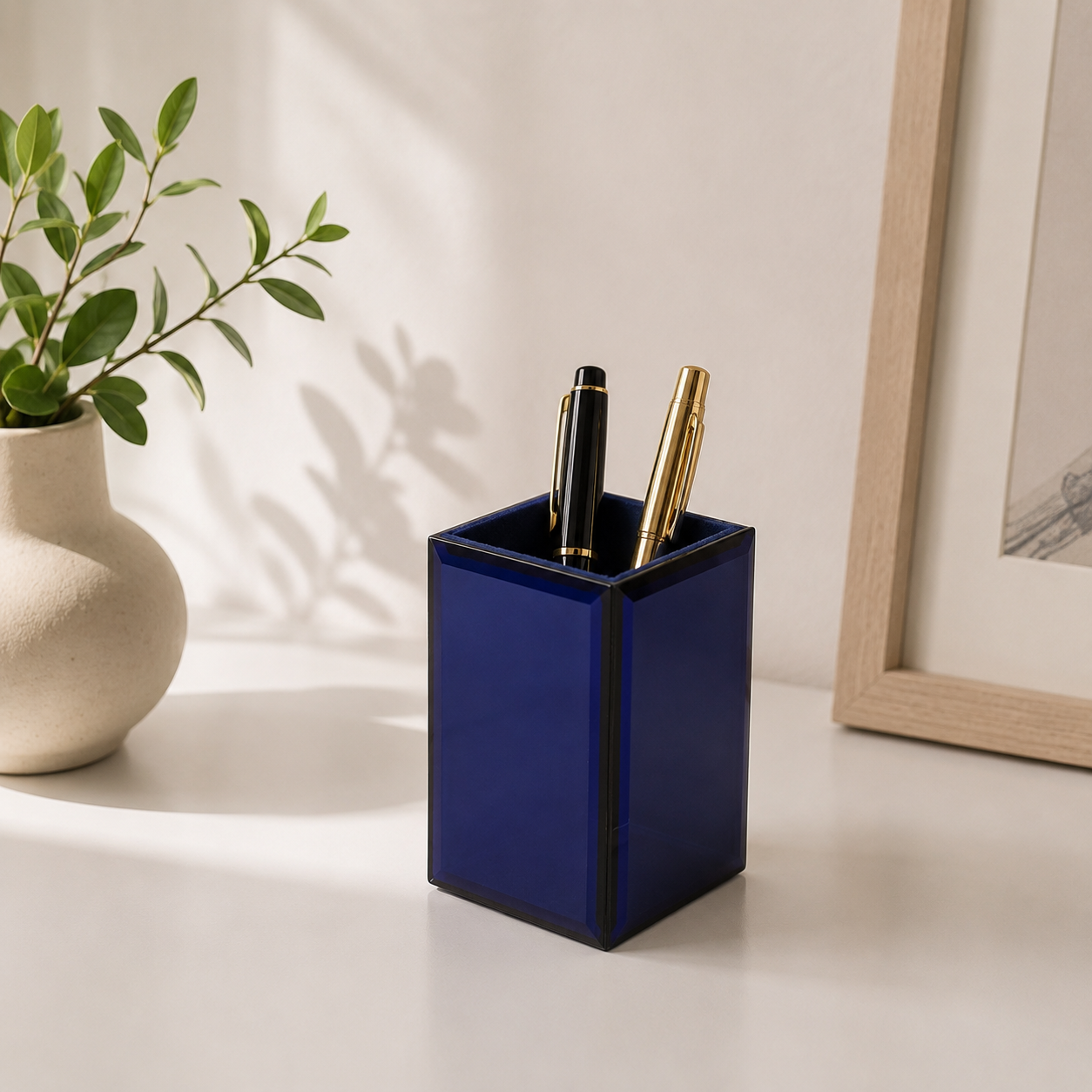 Modern Blue Desk Pen Stand Stationery Holder
