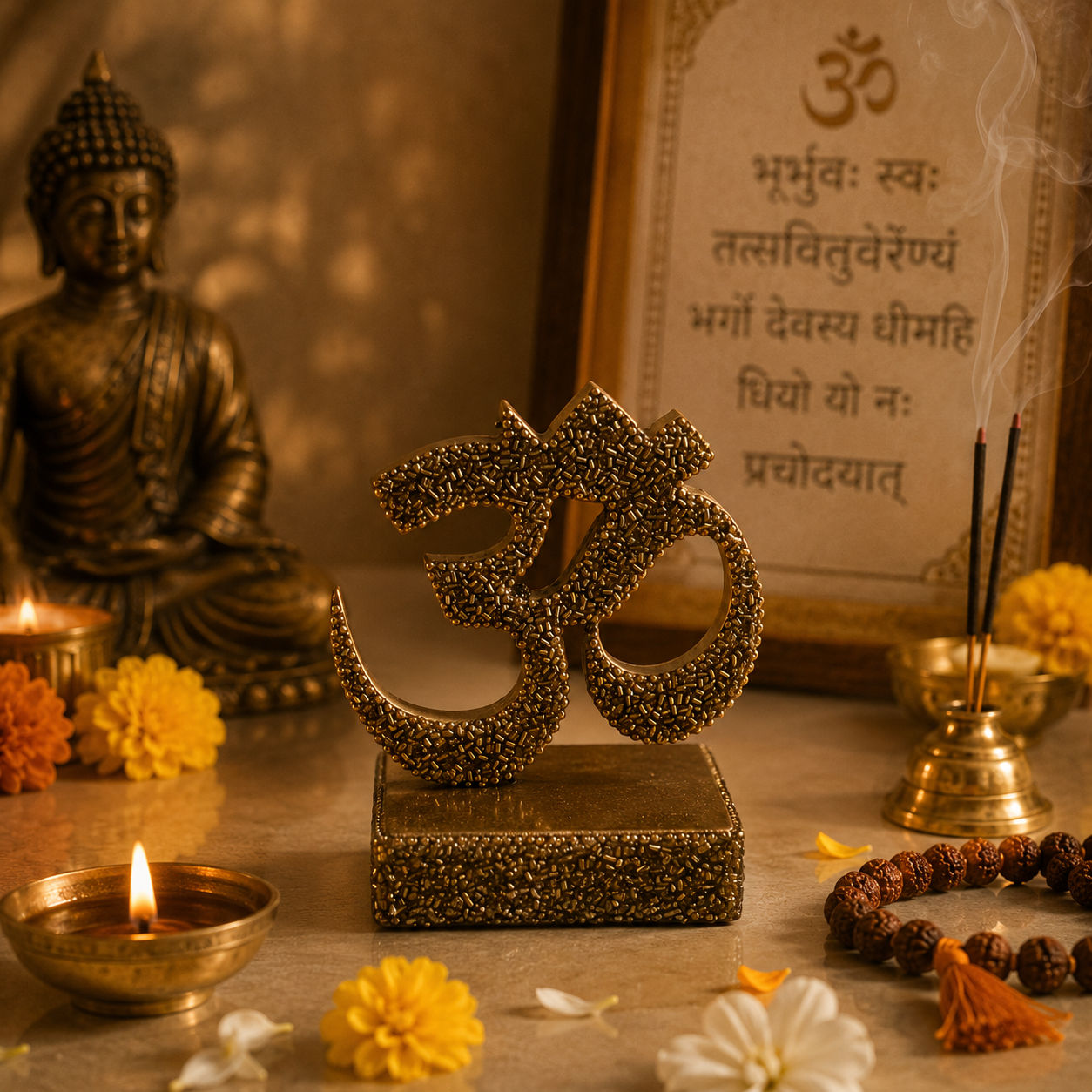 Handcrafted Om Symbol Decorative Showpiece for Home & Temple Décor