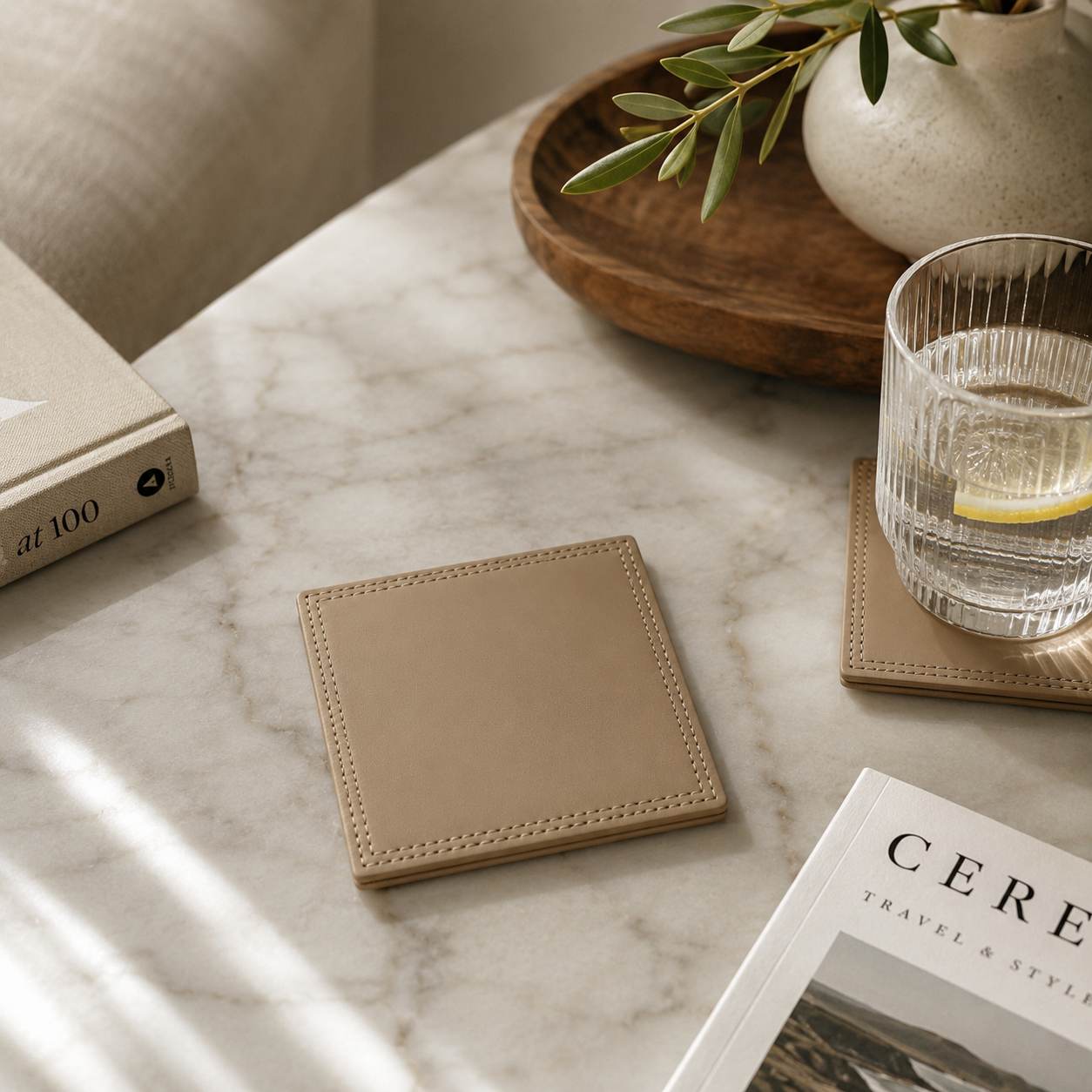 Premium Letherite Coaster – Modern Table Protection for Home & Office