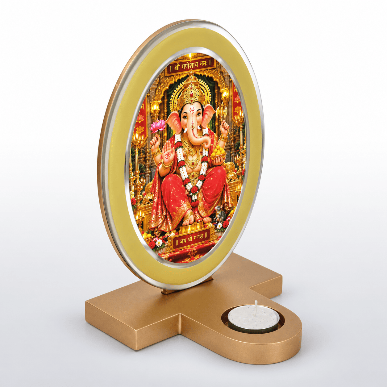 Lord Ganesha Oval Frame with Tealight Candle Holder