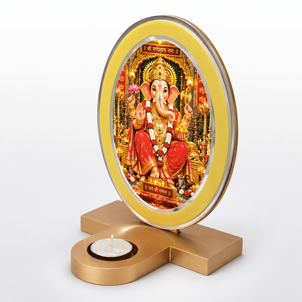 Lord Ganesha Oval Frame with Tealight Candle Holder