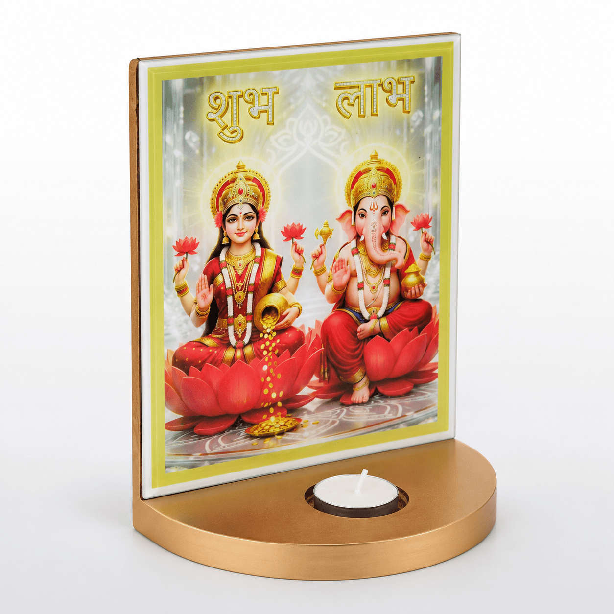 Shubh Labh Laxmi Ganesh Table Decor with Tealight Holder
