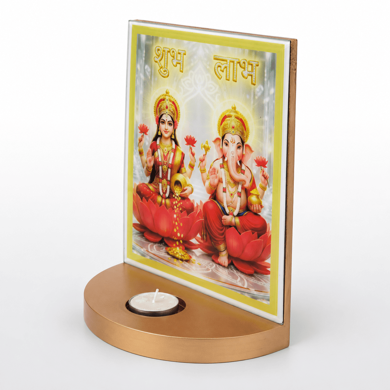 Shubh Labh Laxmi Ganesh Table Decor with Tealight Holder