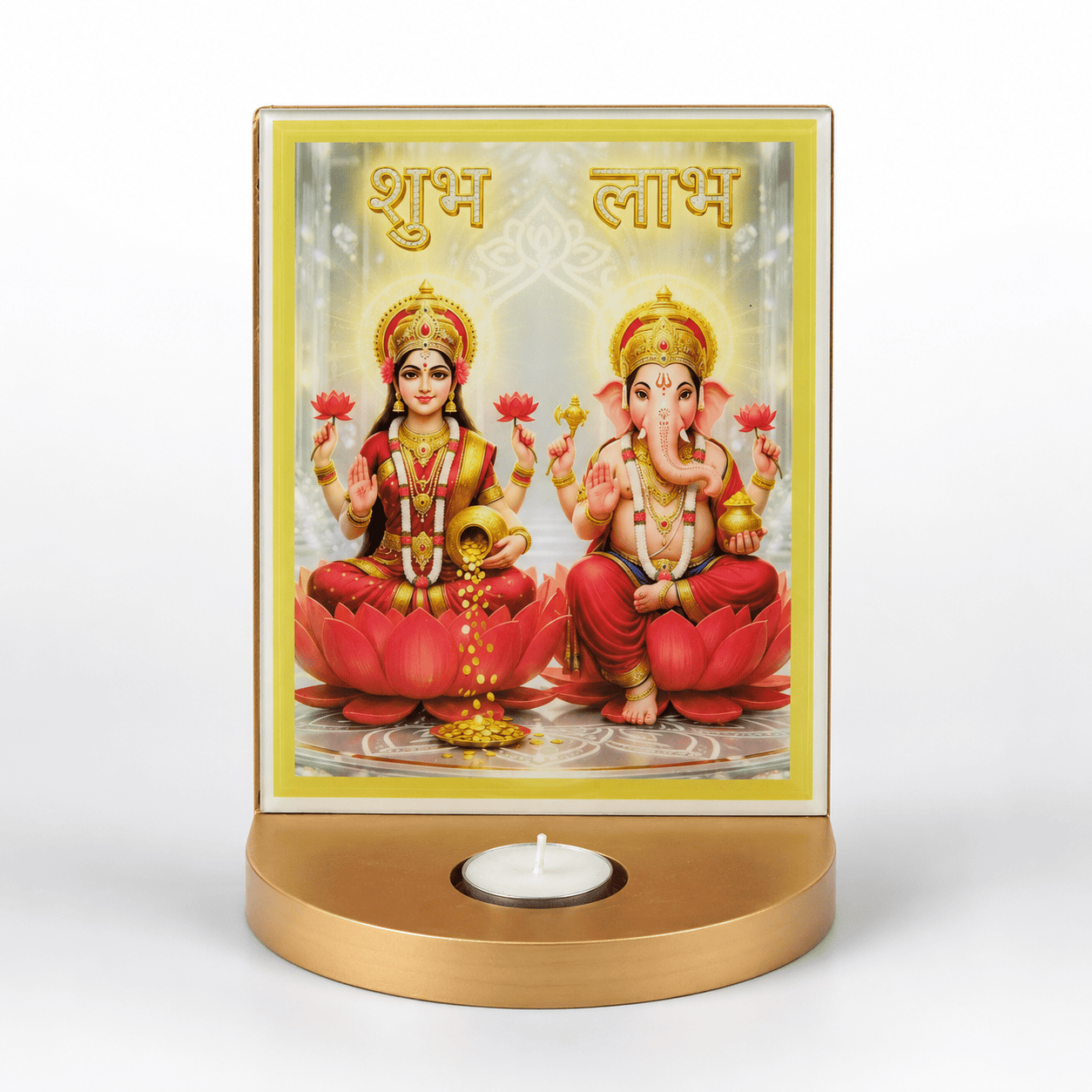 Shubh Labh Laxmi Ganesh Table Decor with Tealight Holder