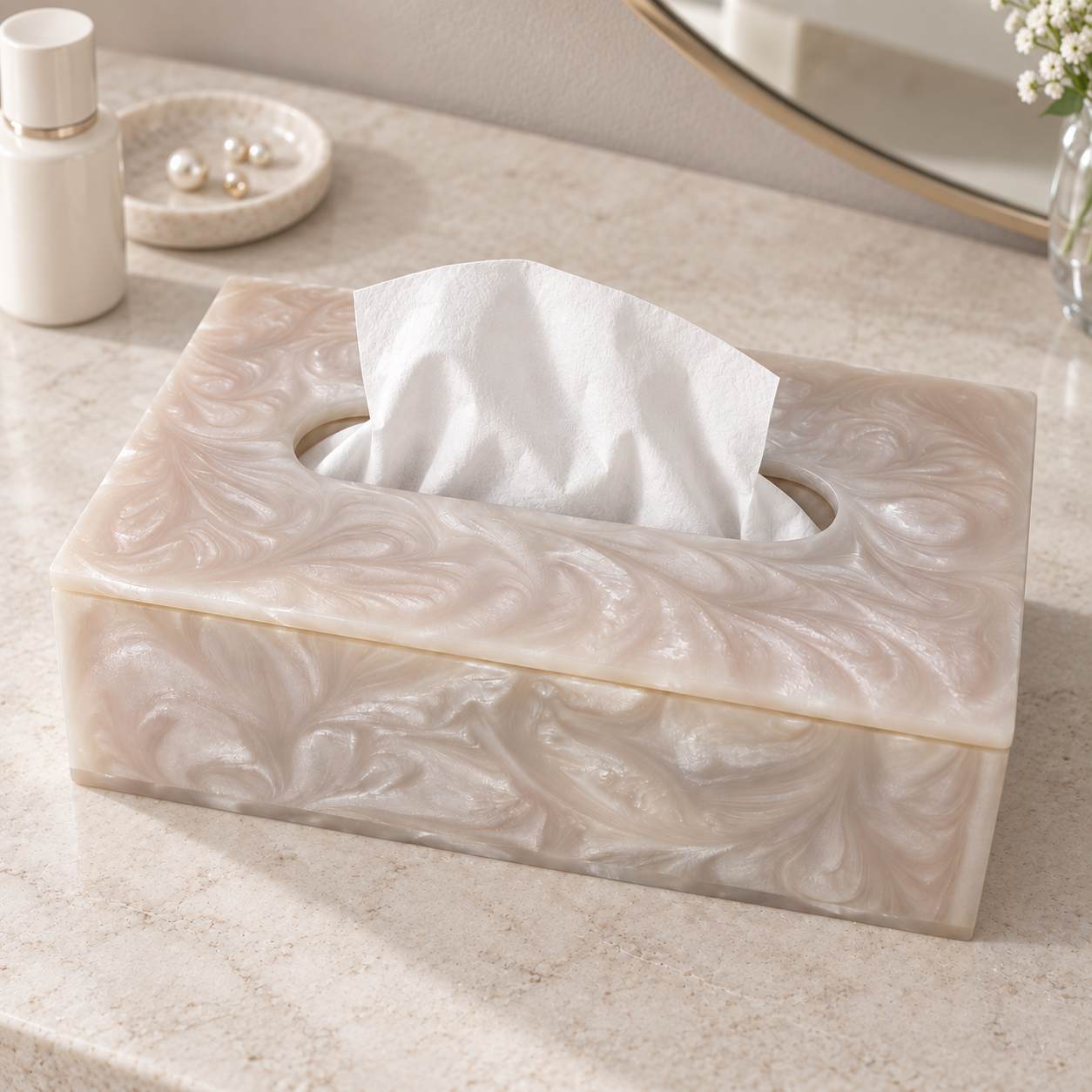 Premium Ivory Resin Dining Tissue Box