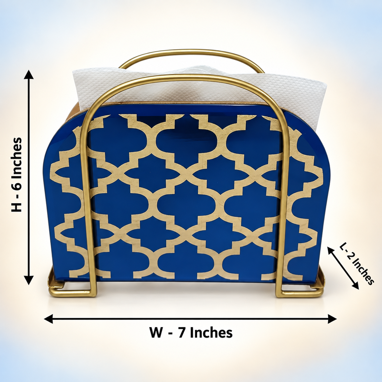 Designer Blue D-Shape Tissue Holder