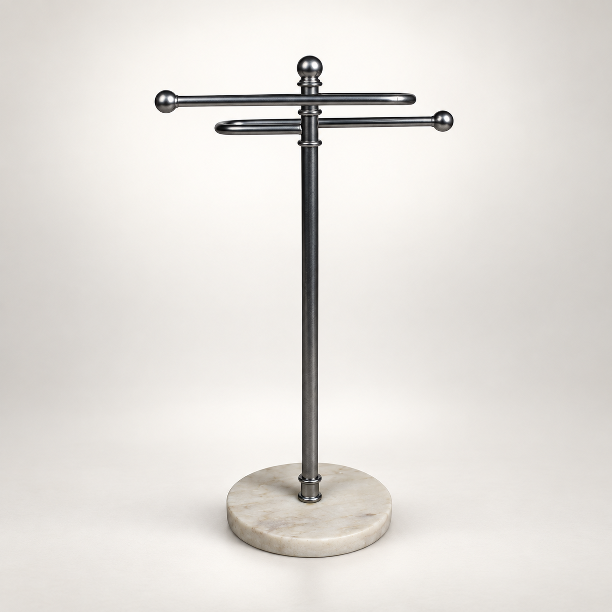  Premium Ivory Marble Coated Base with Silver metal  Hand Towel Stand 