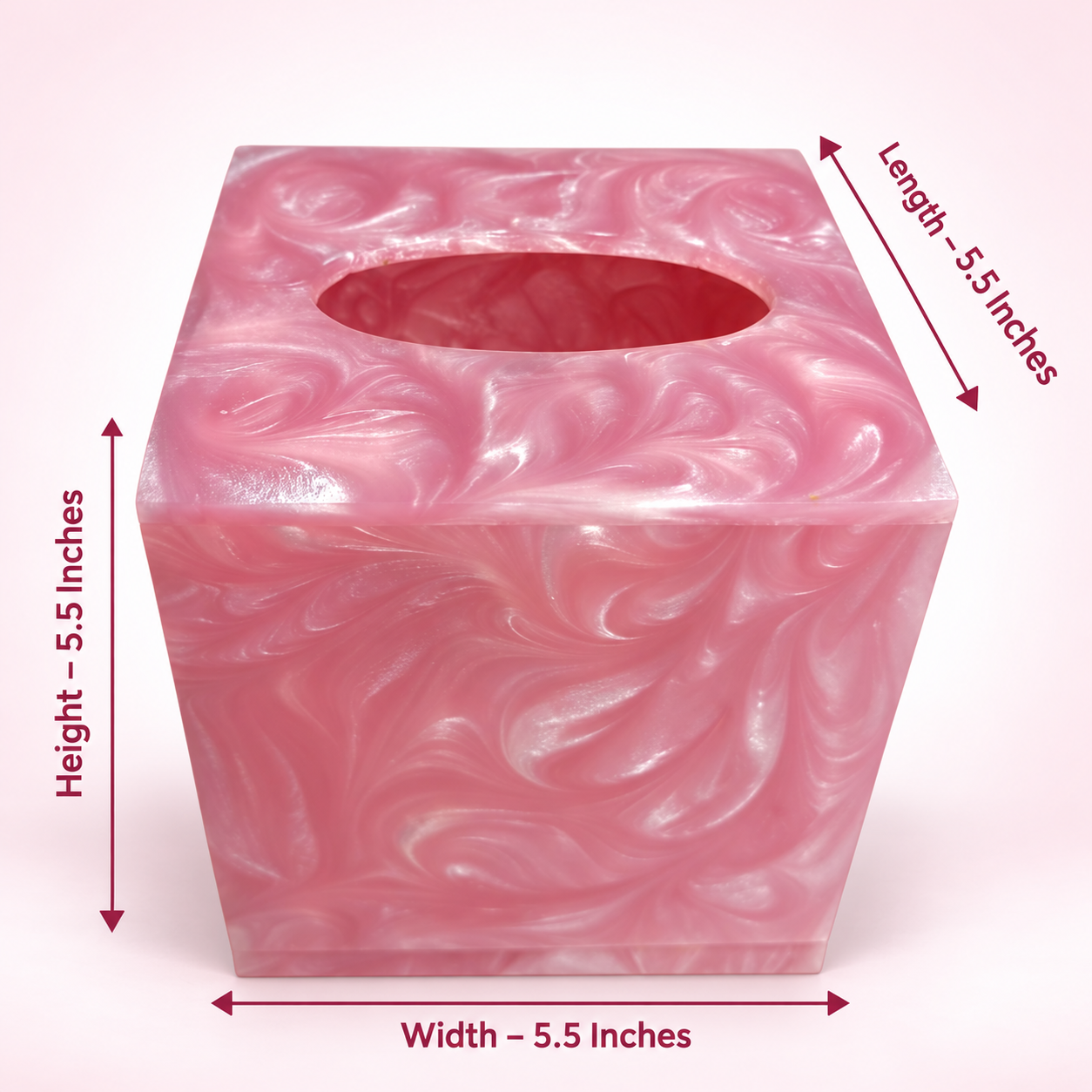 Luxury Pink Resin Square Tissue Box Holder