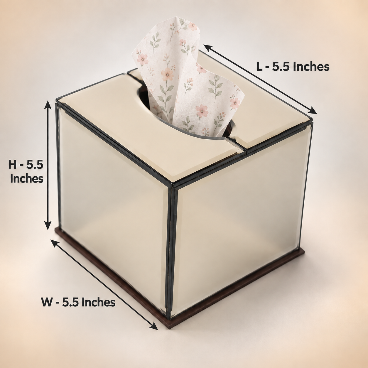 Premium Designer Brown  Glass Square Tissue Box for Bathrooms