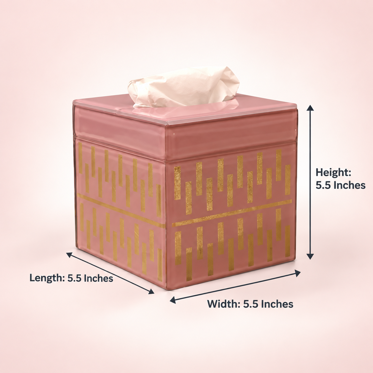 Designer Pink Golden Tissue Box for Modern Bathrooms