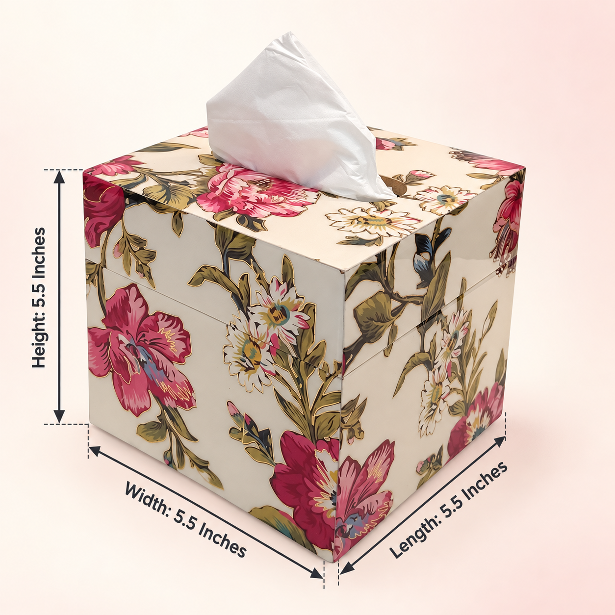 Luxury Designer Flower Design Square Resin Tissue Box