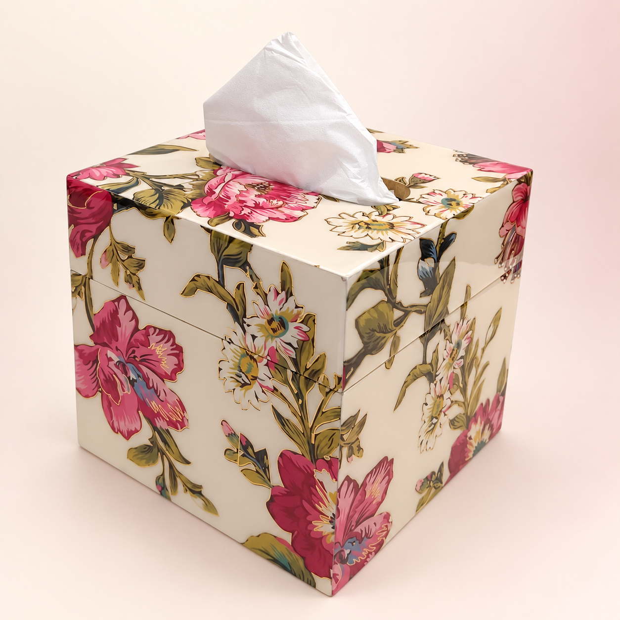  Luxury Designer Flower Design Square Resin Tissue Box 